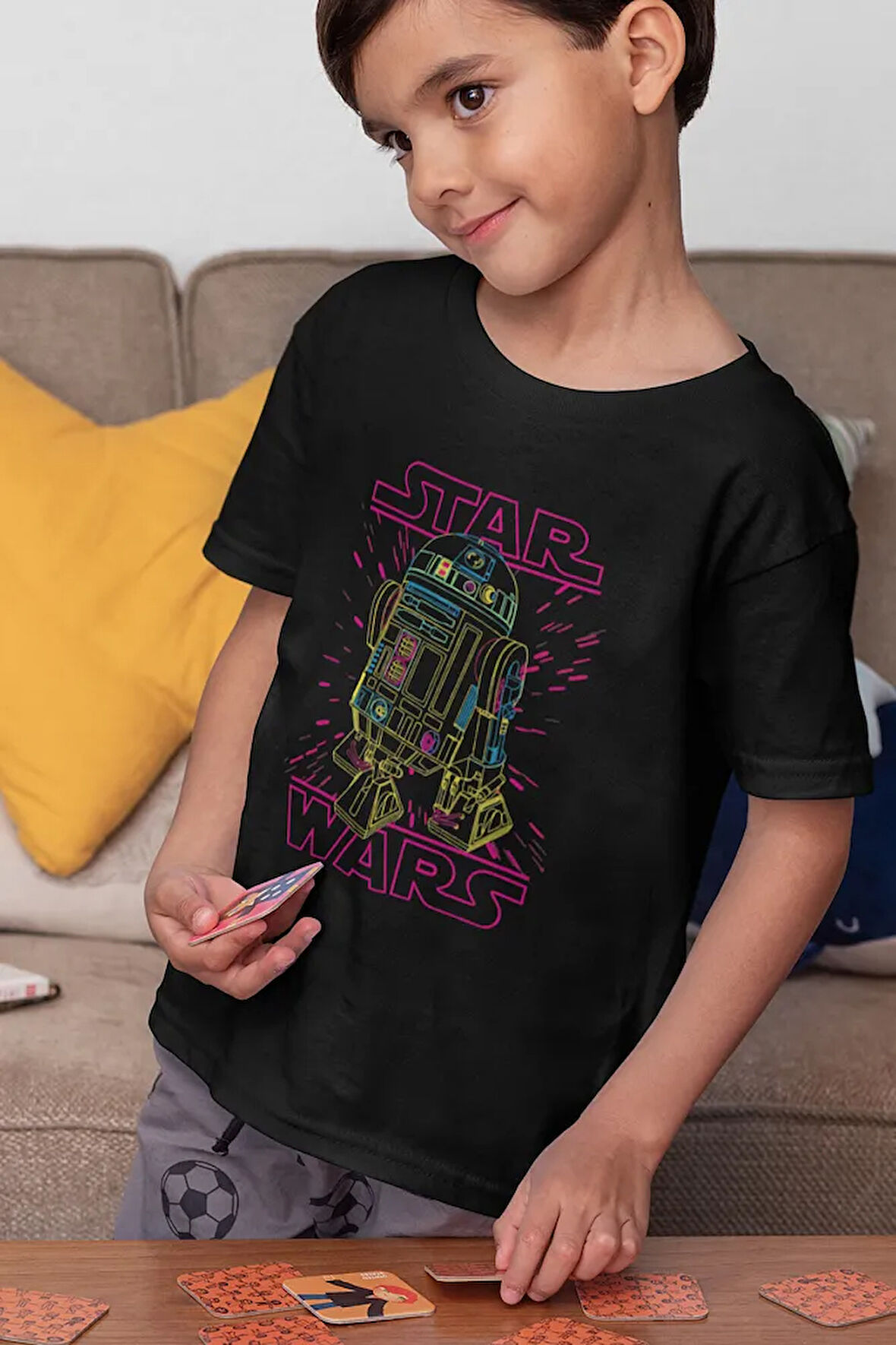 Tasarım Star Wars Baskılı Unisex Yıldız Savaşları Film Çocuk Tişört (1-12 YAŞ)