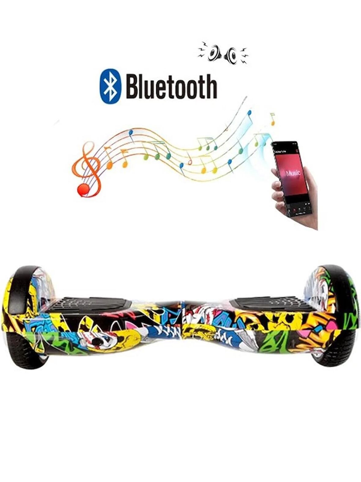 CityMate Elektrikli Kaykay Hoverboard Bluetooth Hoparlörlü 6.5 Inch Grafiti D01