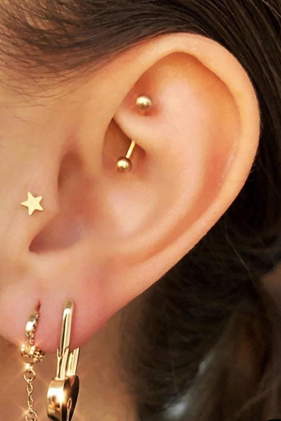 Düz Çelik Rook Piercing Daith Helix Kaş Göbek Lob Uyumlu Piercing
