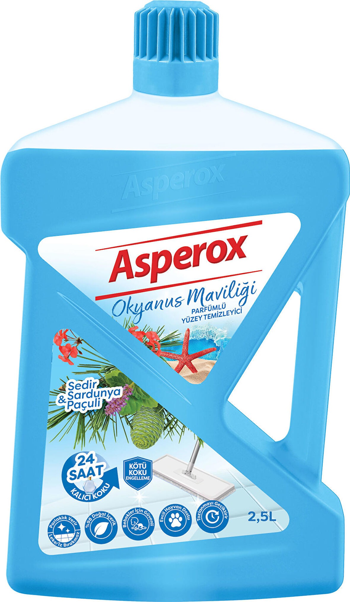 Asperox Yüzey Temizleyici Okyanus Maviliği Sedir & Sardunya Paçuli 2,5 Lt