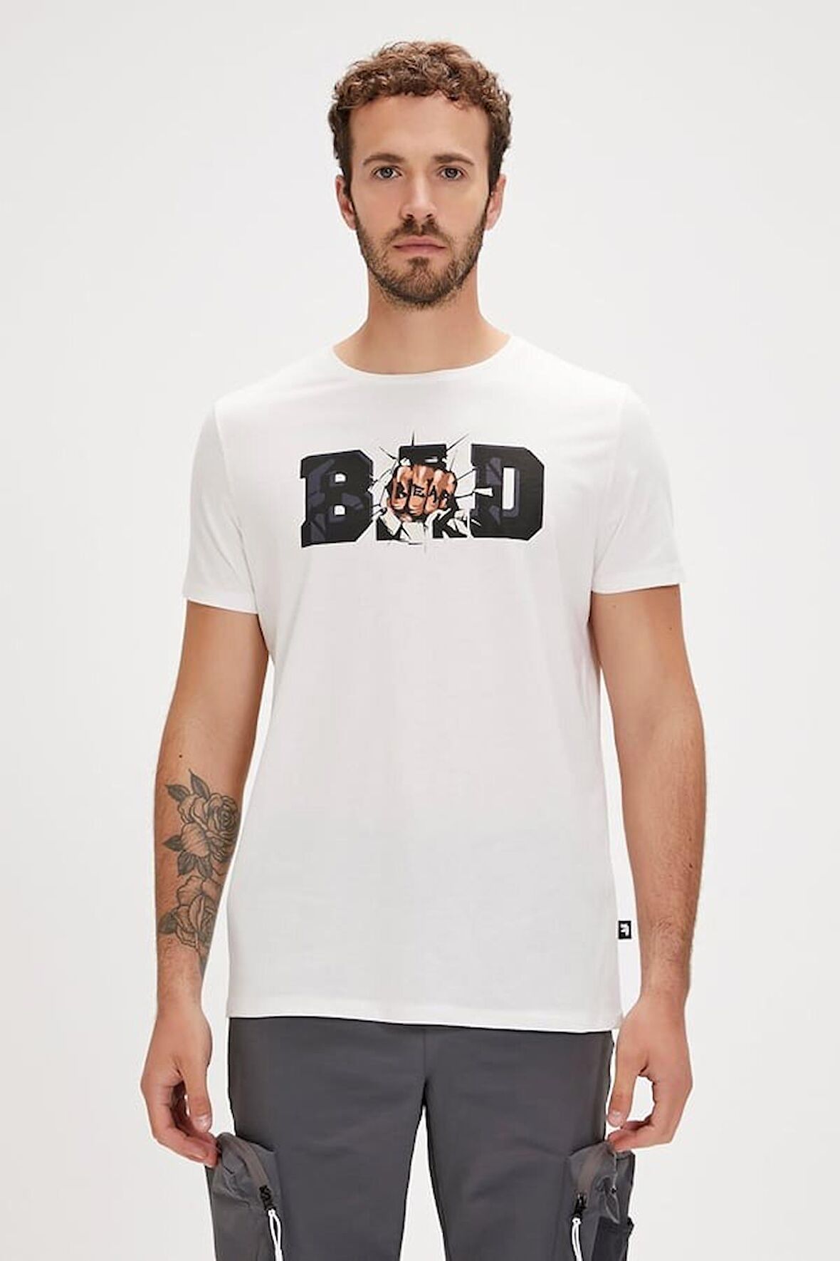 Bad Bear Bang  Erkek T-shirt 24.01.07.058 OFF-WHITE