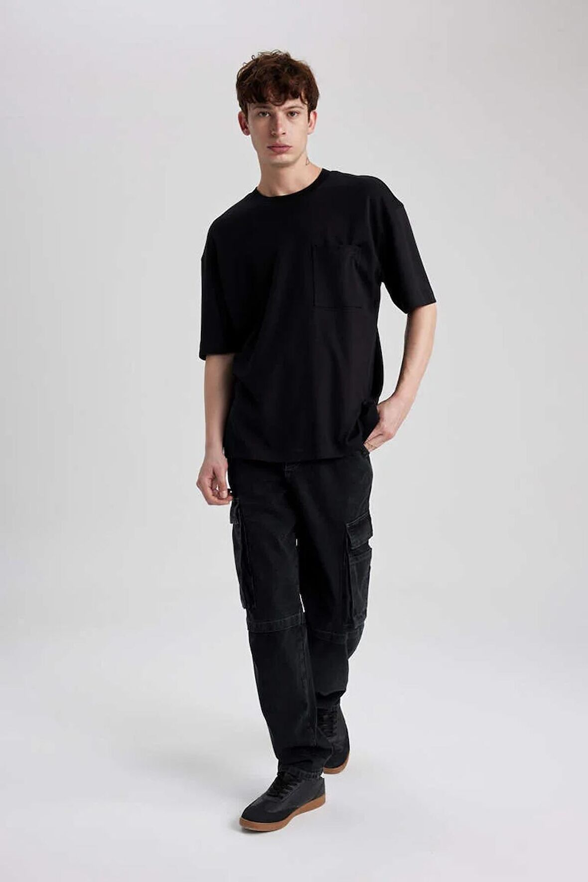 Defacto Erkek T-shirt T3661AZ/BK81 NAVY