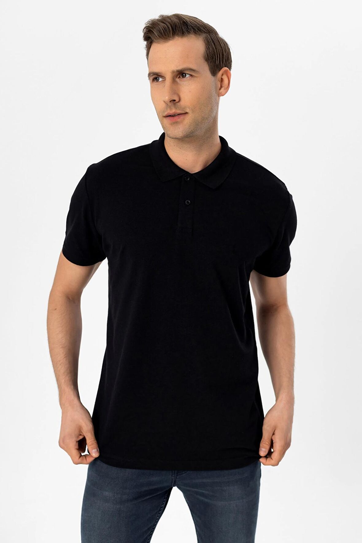 Polo Yaka Pike Slimfit   Erkek T-Shirt Ts1014000374 SİYAH