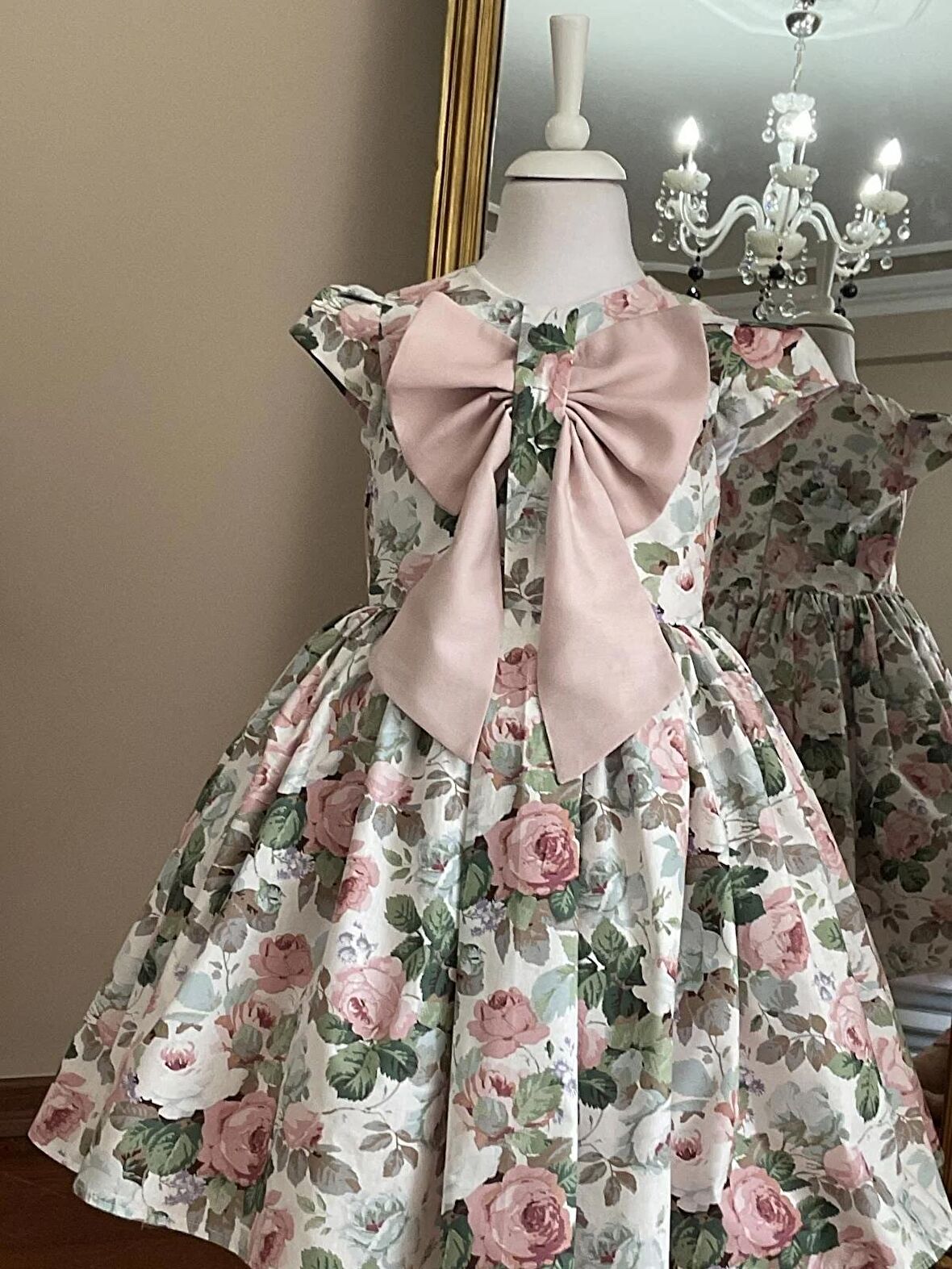 Kız çocuk pembe dogum günü elbisesi