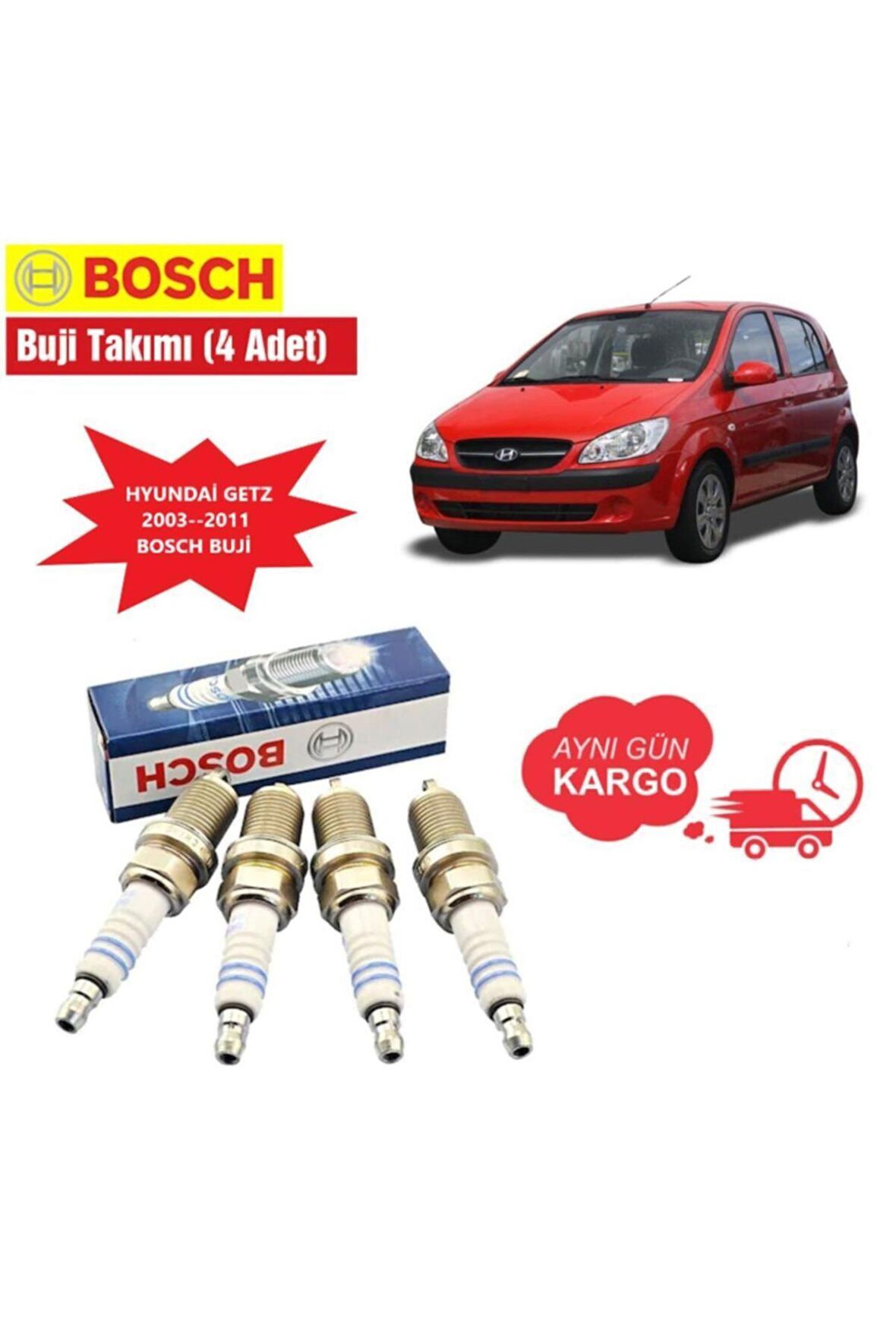 Hyundai Getz 1.3 / 1.4 Bosch Buji Takımı 2003--2011 Fr8dcx+ 4 Adet