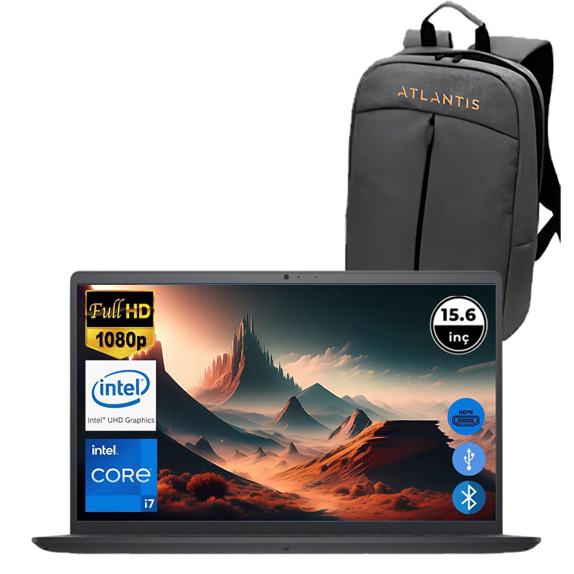 Dell Inspiron 3520 i7 1255U 8GB 1TB M.2 SSD I35201013U ATL183 O/B 15.6" Win11Pro Taşınabilir Bilgisayar+Çanta