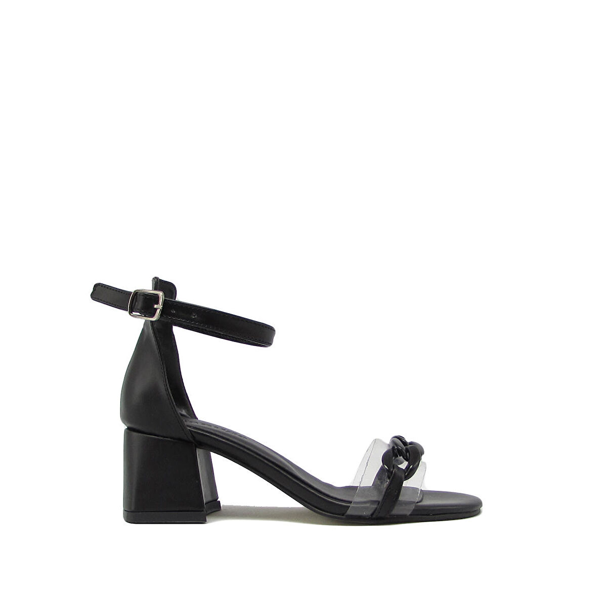 KANUGA BB2022-47 SİYAH KADIN ŞEFFAF UZAY YOLU TOKALI SANDALET