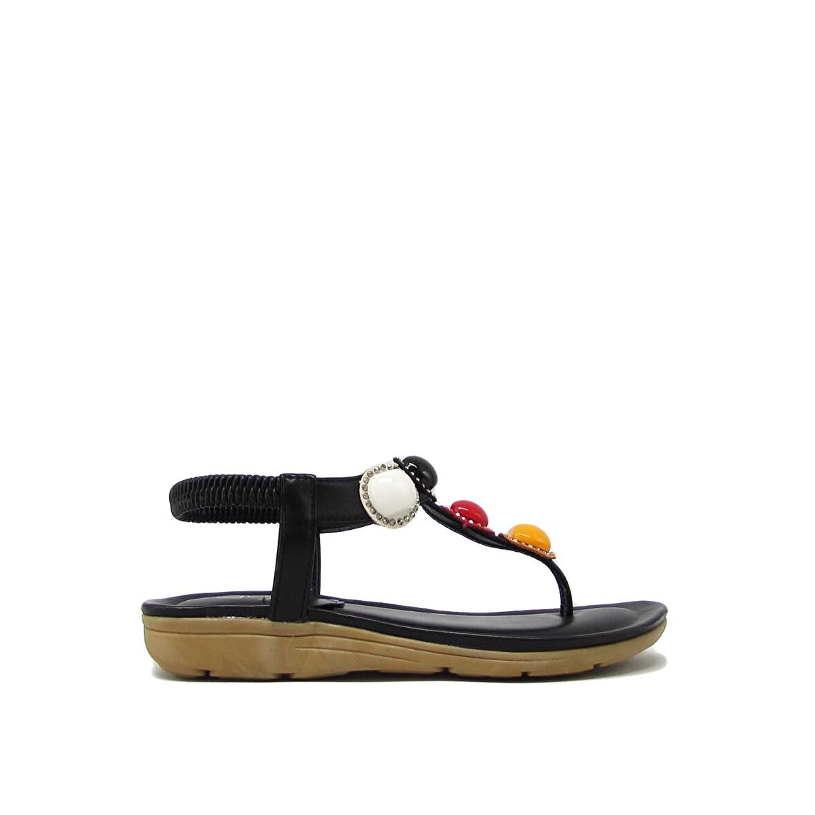 GUJA BLG22Y150-12 SİYAH KADIN RENKLİ BONCUKLU PARMAK ARASI SANDALET