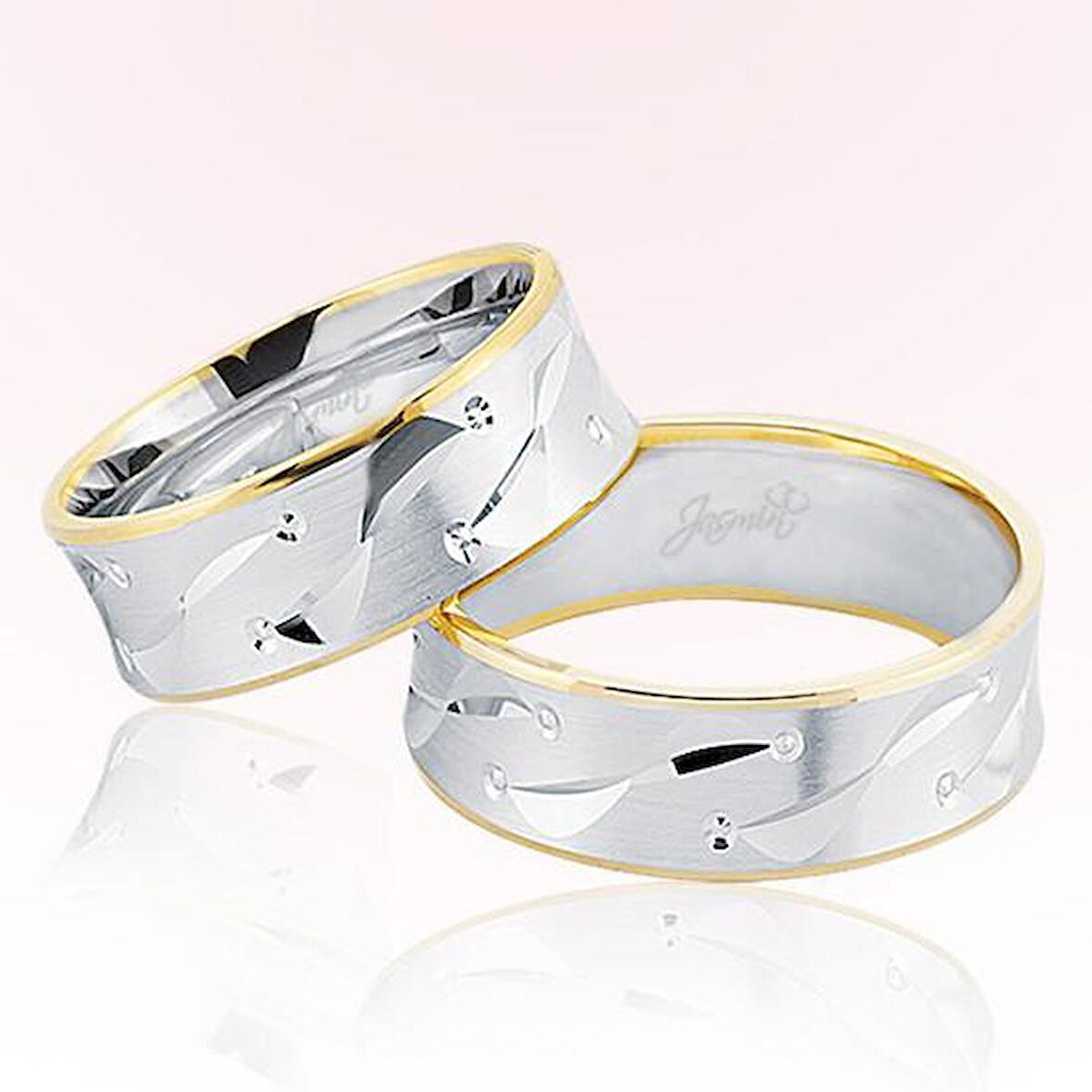 Beyaz Sarı Altın Alyans 6609