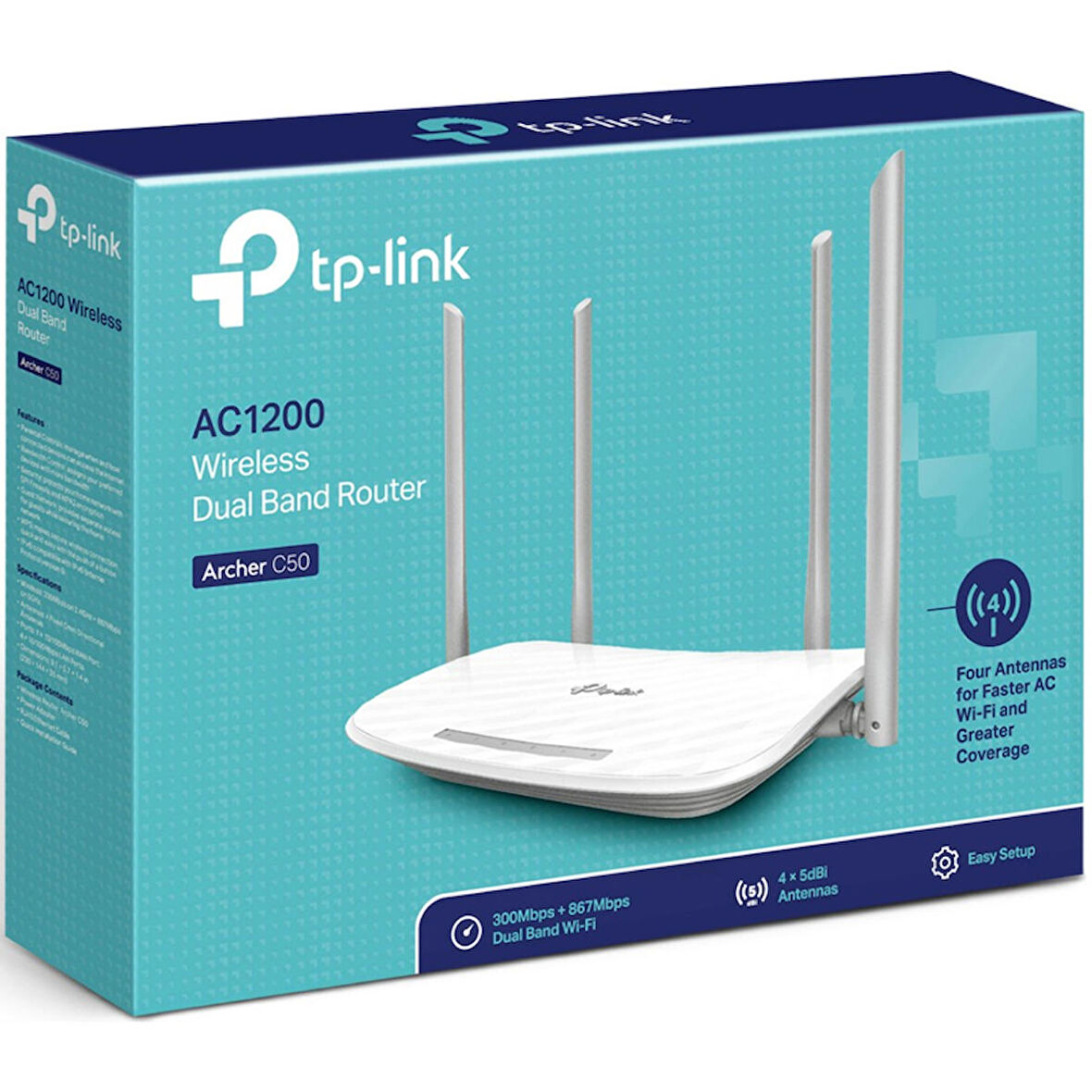 TP LİNK ARCHER C50 867 MBPS 4 PORT DUAL BAND GİGABİT ROUTER