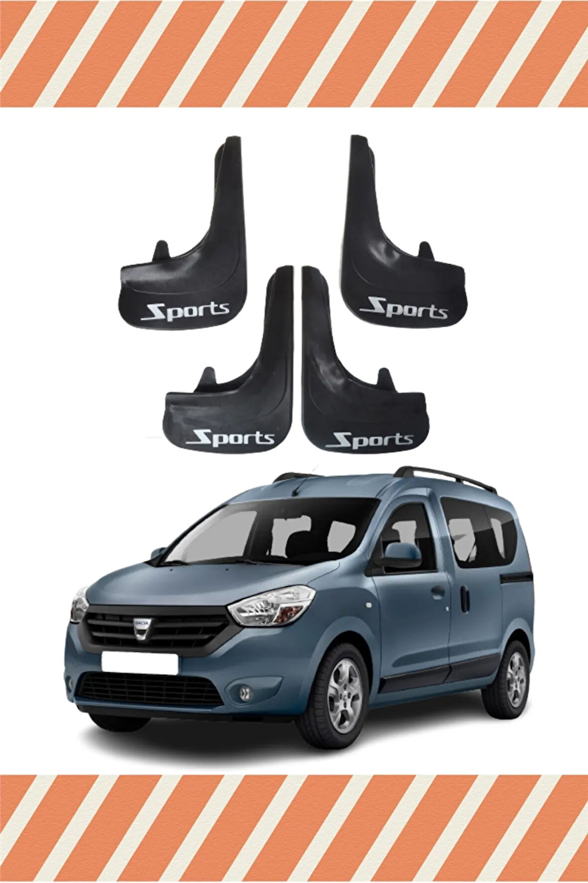 Dacia Dokker tüm kasalar Sports yazılı 4’lü tozluk çamurluk paçalık koruma sunar