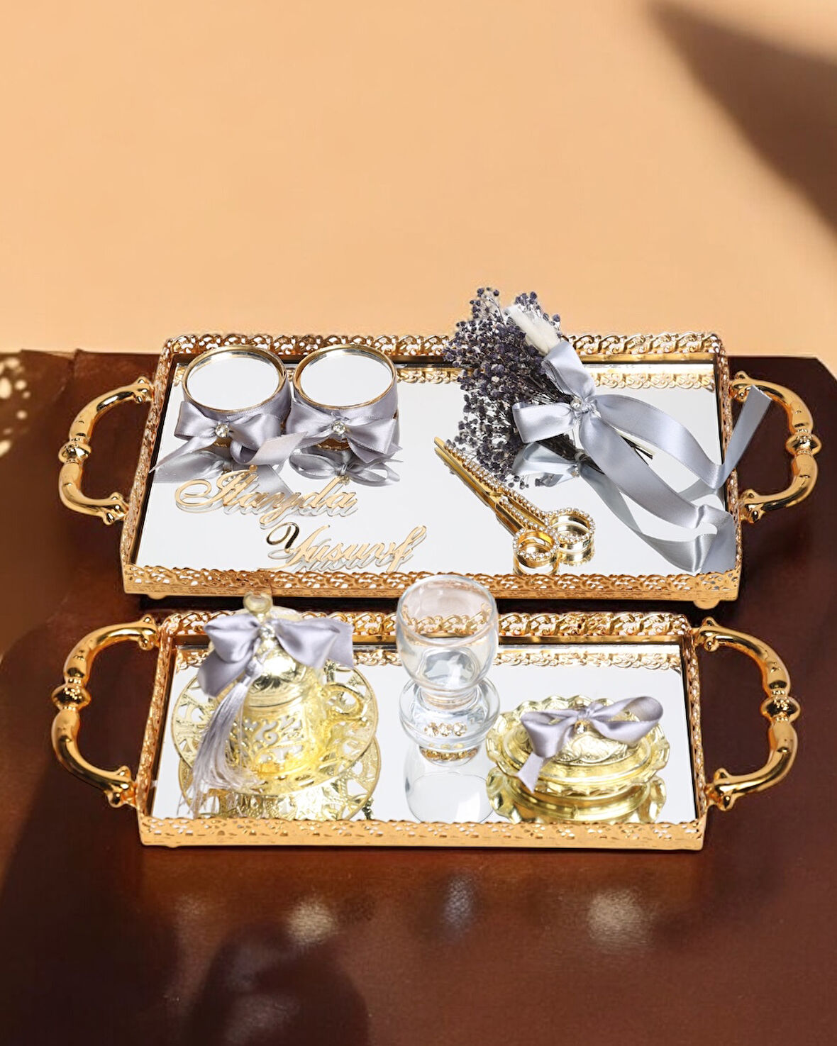 Affection Dantelli Gold Söz Nişan Tepsisi