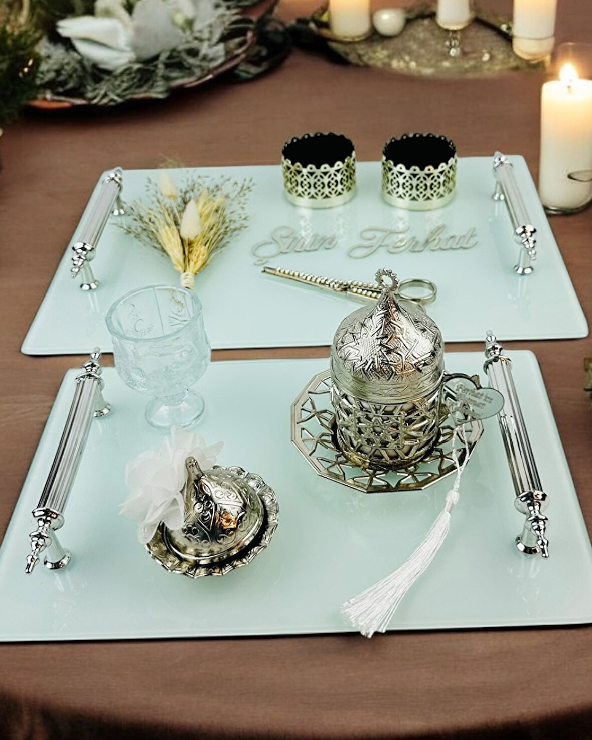 Harmonize Beyaz Söz Tepsisi ve Damat Kahve Fincanı