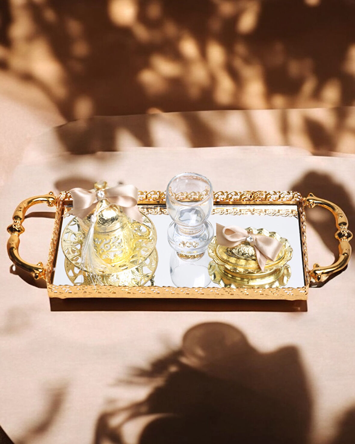Affection Gold Nişan Kahve Tepsisi