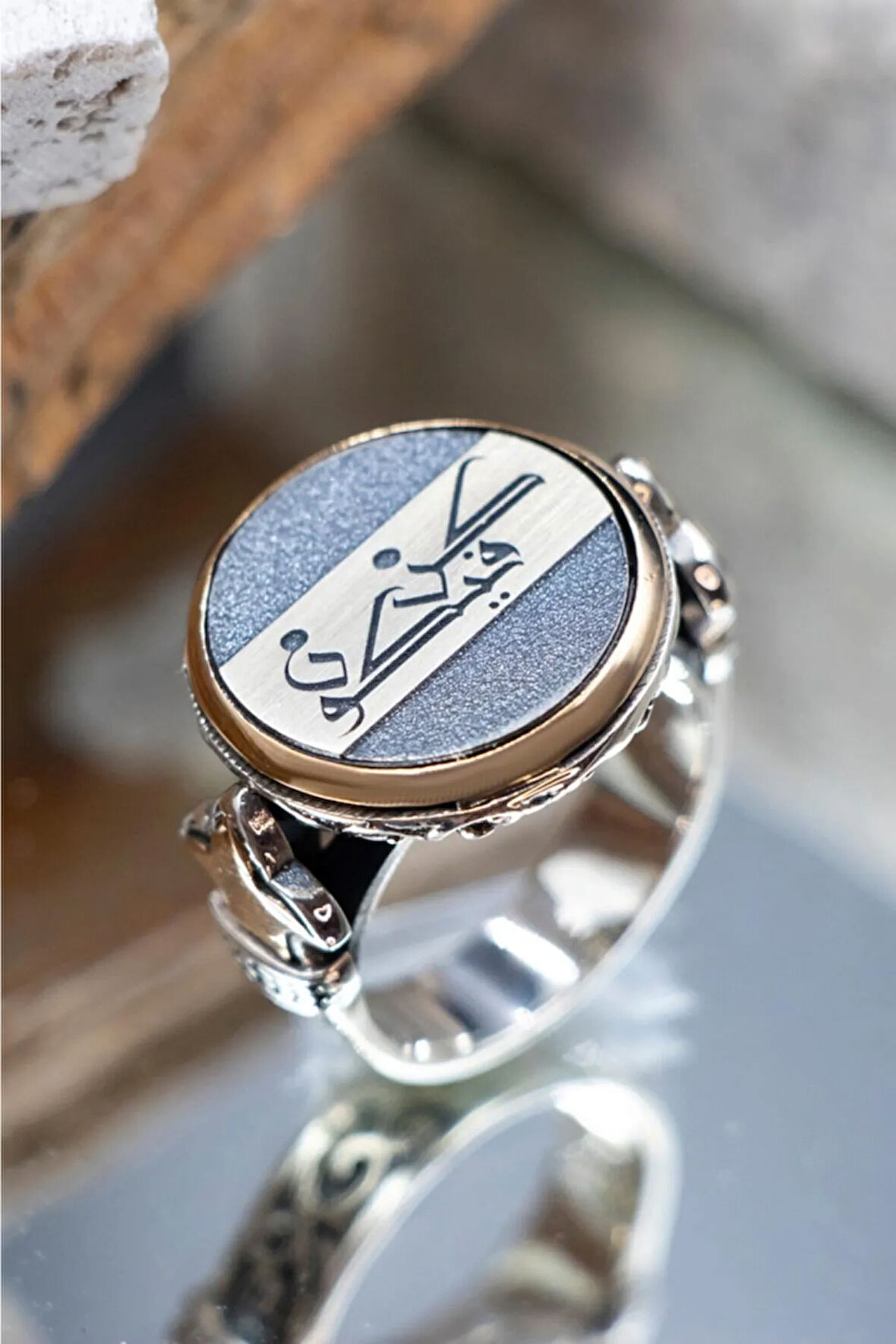 Künfe Ye Kün Yazılı Özel Seri 925 Ayar Gümüş Erkek Yüzük