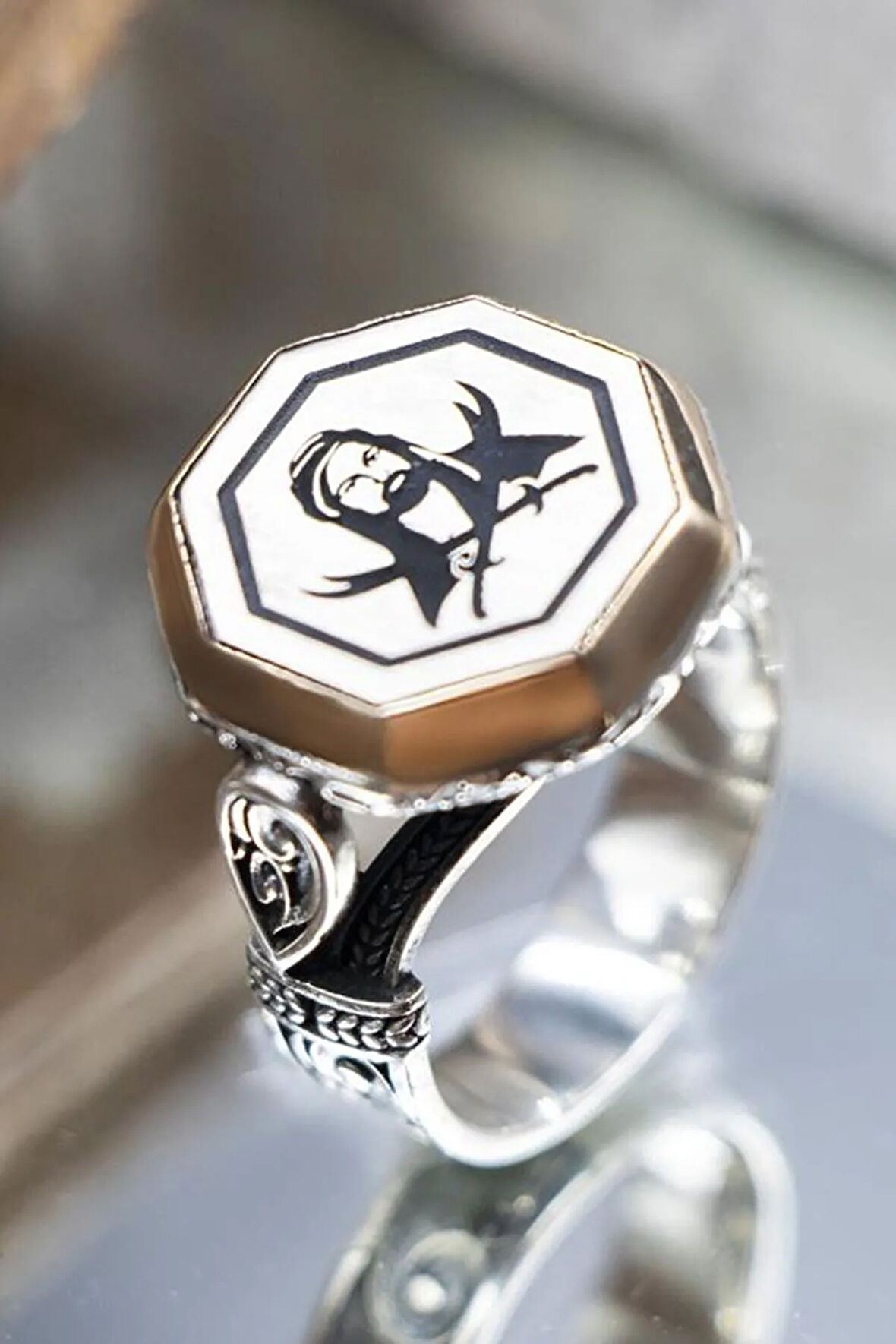 Hz. Ali Ve Zülfikar Kılıç Model Erkek 925 Ayar Gümüş Yüzük Gyzendalızl-gms