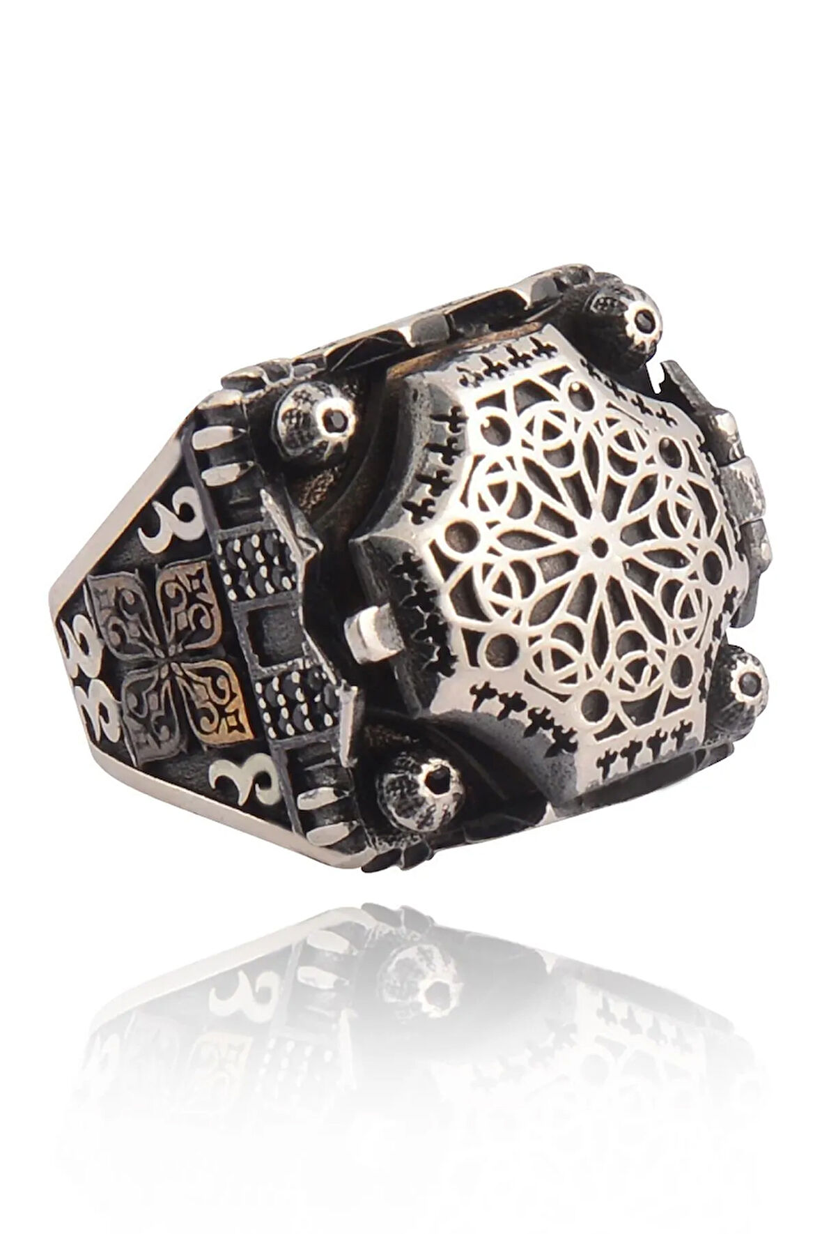 Kubbe Tasarım Model 2 İçi Açılabilen Erkek 925 Ayar Gümüş Yüzük