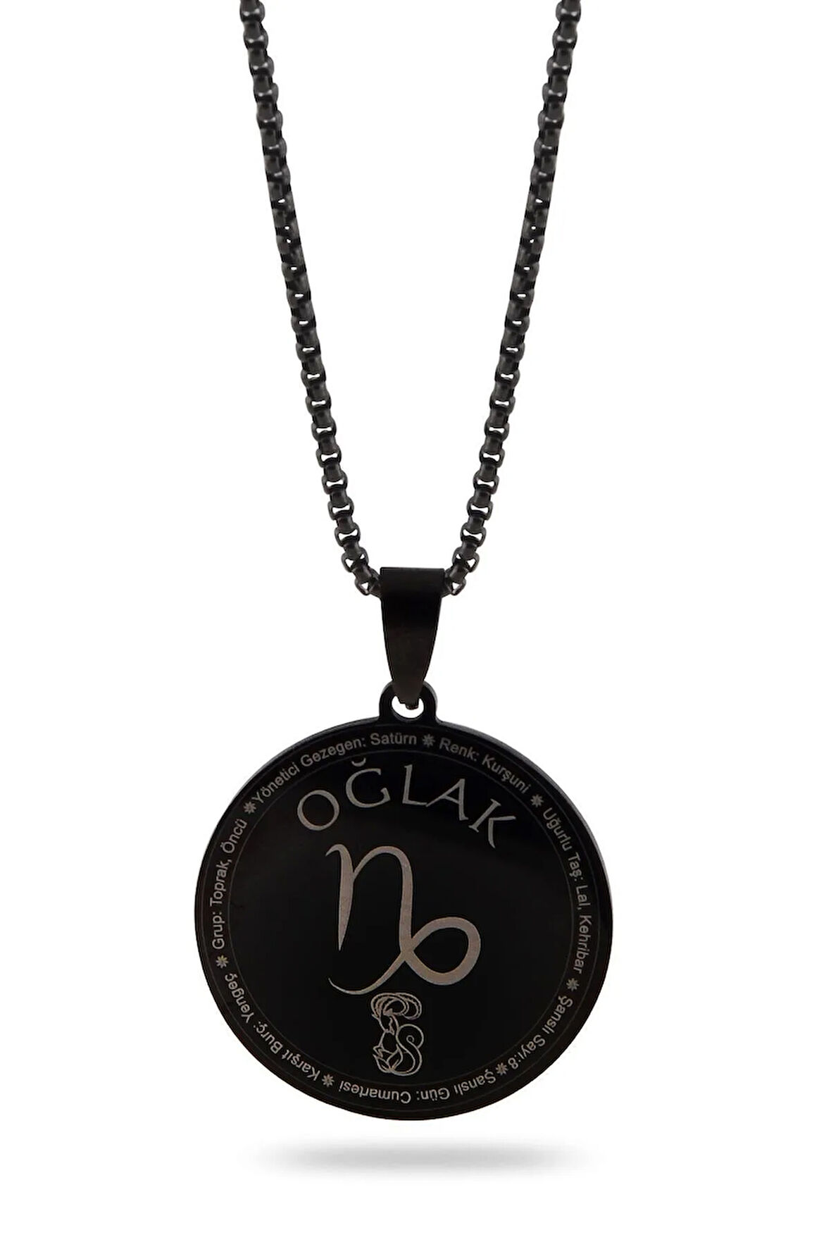 Oğlak Burcu Kolyesi Kadın Erkek Çelik Kolye Siyah Polo Zincir Ckloglakbr1-syh