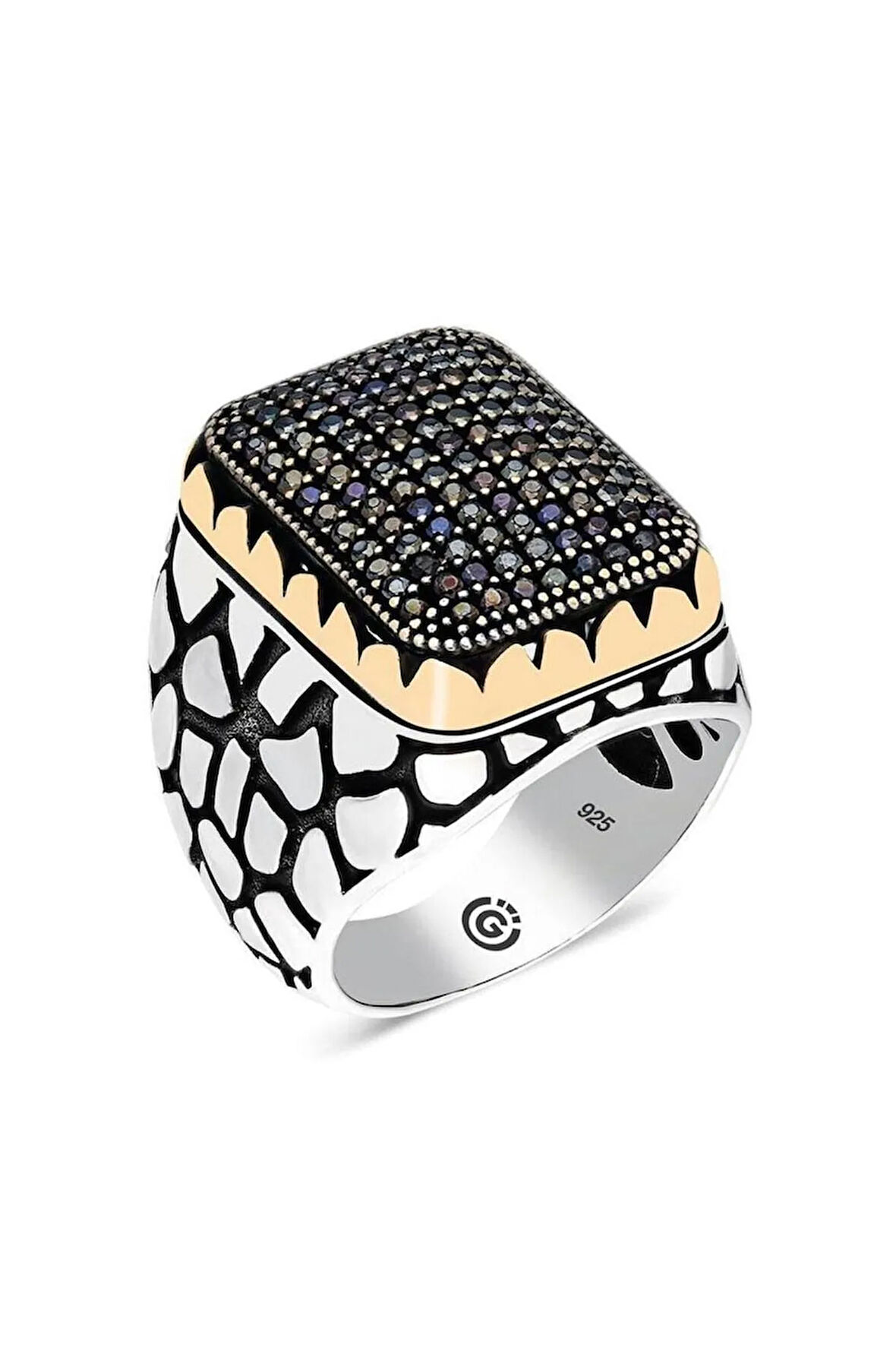 Rennes Siyah Zirkon Taşlı Yanı Işlemeli Özel Seri Erkek Gümüş Yüzük