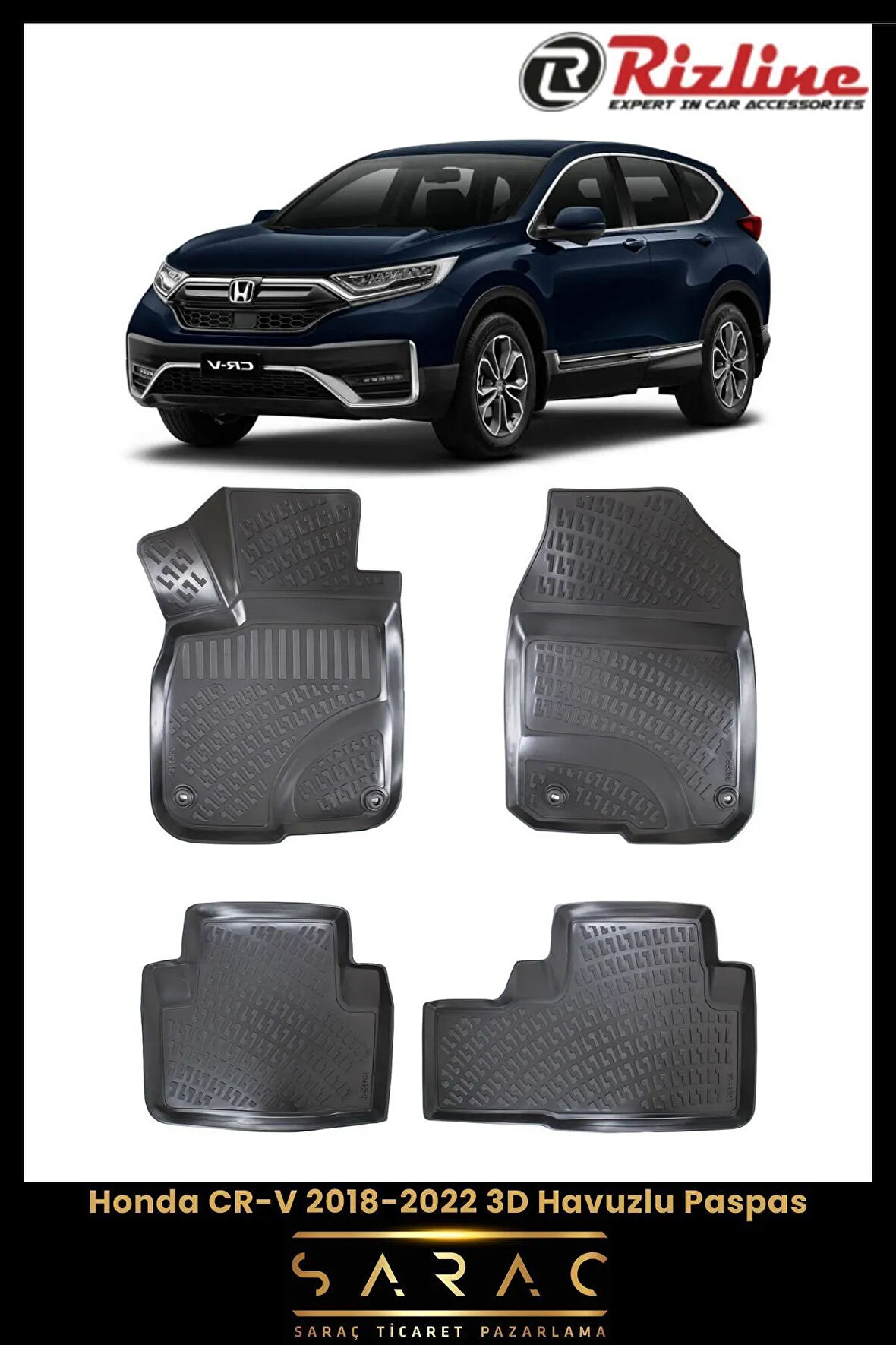 Rizline Honda CR-V 2020 Model 3D Havuzlu Paspas