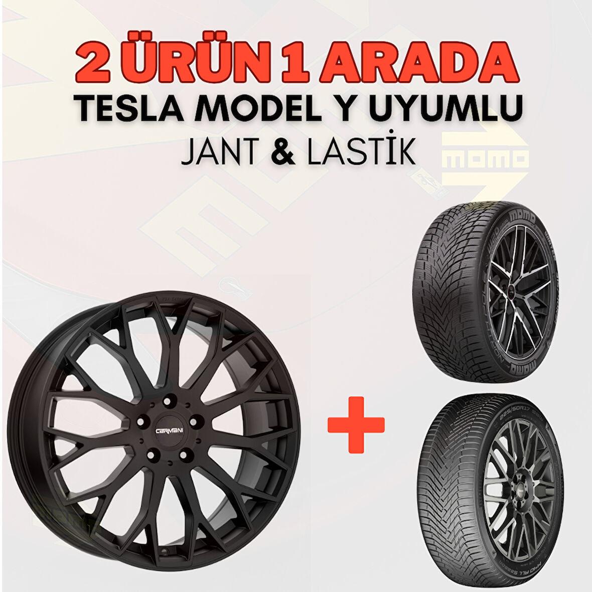 Kormetal Tesla Model Y Uyumlu CA22 19" Jant 4 Adet + Momo 255/45R19 Kış Lastiği 4 Adet ( Üretim Yılı: 2025 )