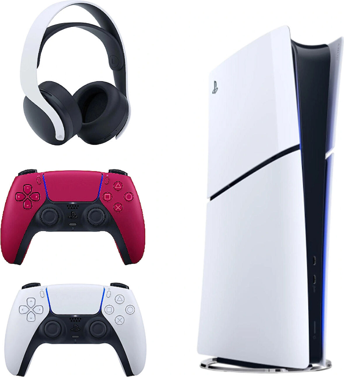 Sony Playstation 5 Slim İthalatçı Garantili + 2.  Kırmızı Dualsense + Pulse 3D Kablosuz Kulaklık