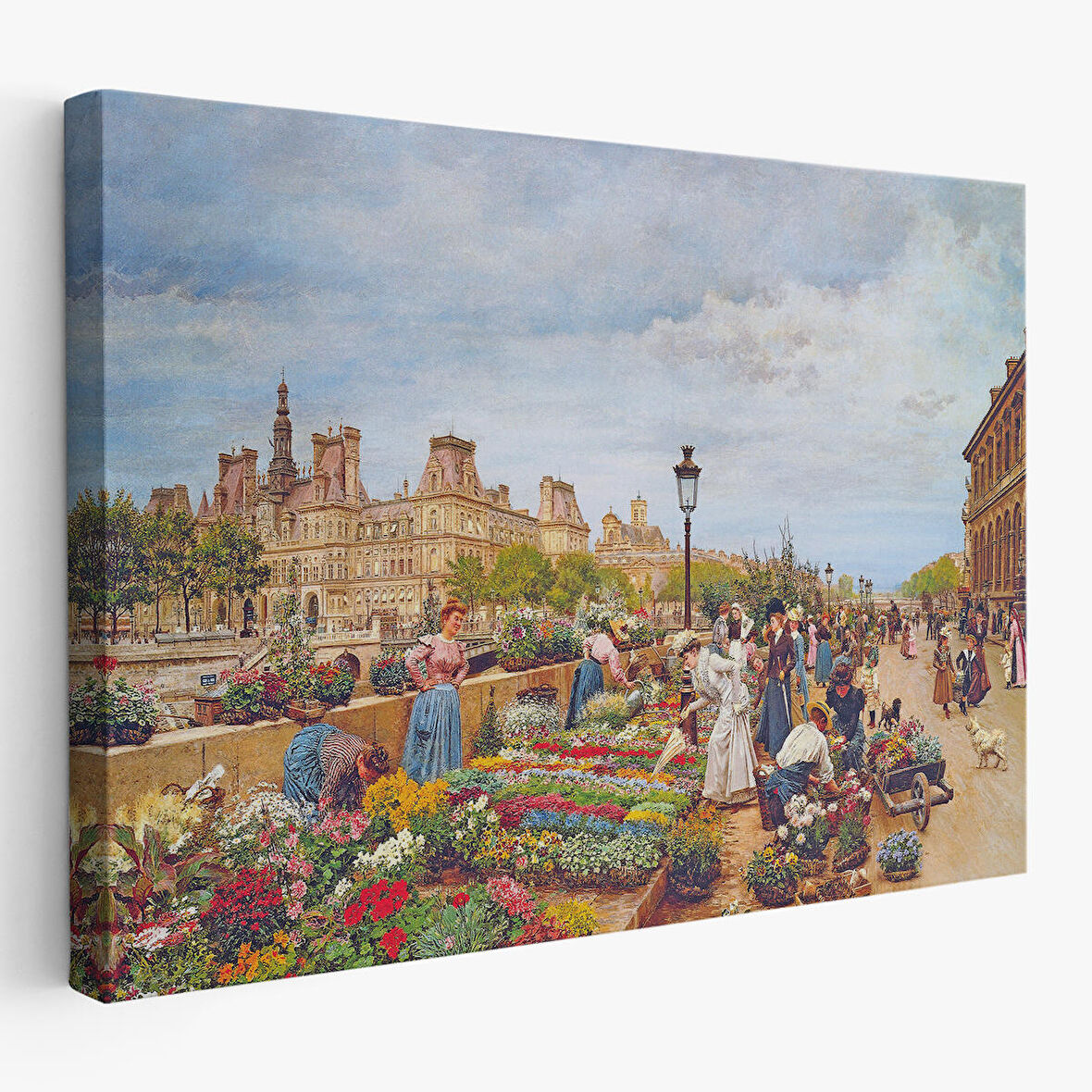 Pariste Ortaçağ Çiçek Pazarı Tablosu-6624