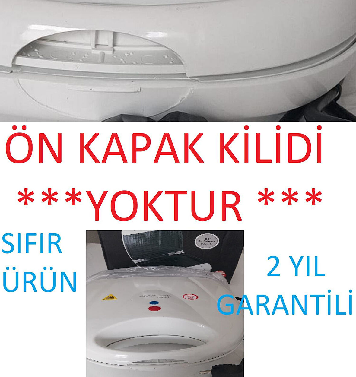 Awox Rapid  Mini Tost Makinesi Teflon Yüzey (ÖN KAPAK KİLİDİ YOKTUR) Öğrenci ve ev tostu