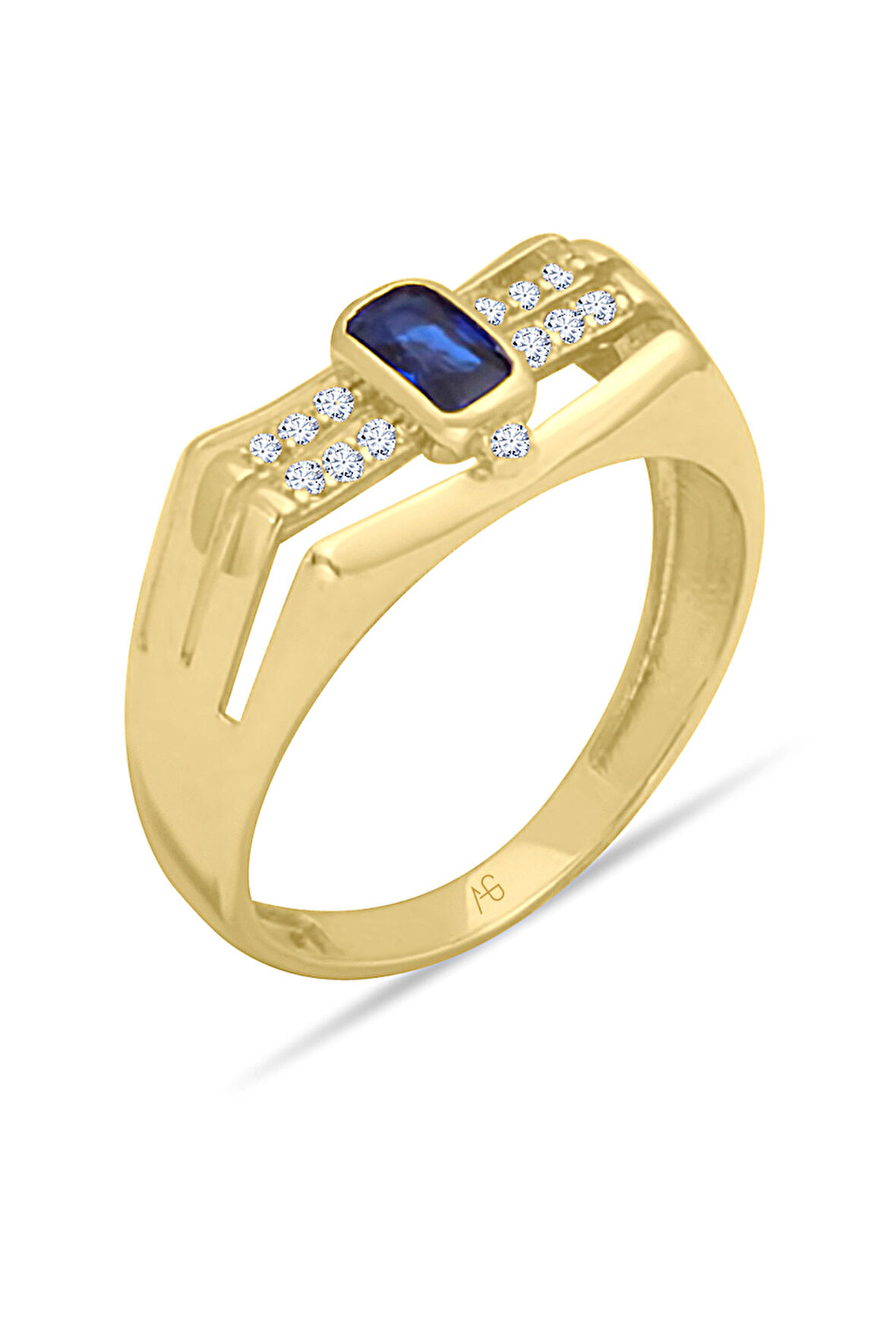 Köşegen Altın Safir Taşlı Yüzük