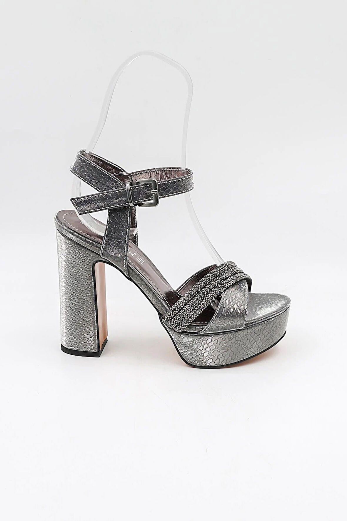 Park Moda Kadın Topuklu Ayakkabı PM08 K2026/2 Platin İthal Dpn