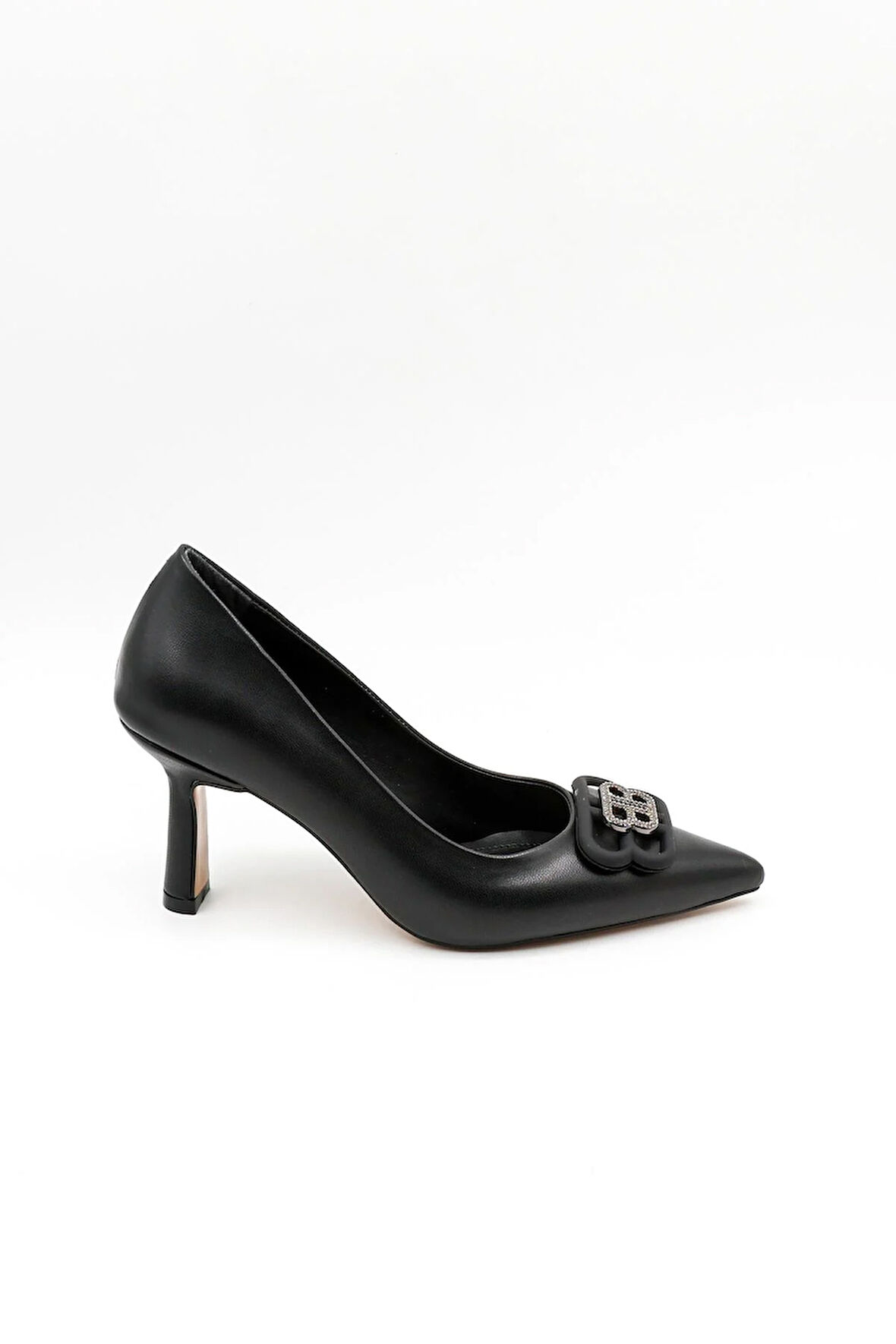 Park Moda Kadın Topuklu Tokalı Ayakkabı PM537 Siyah Cilt