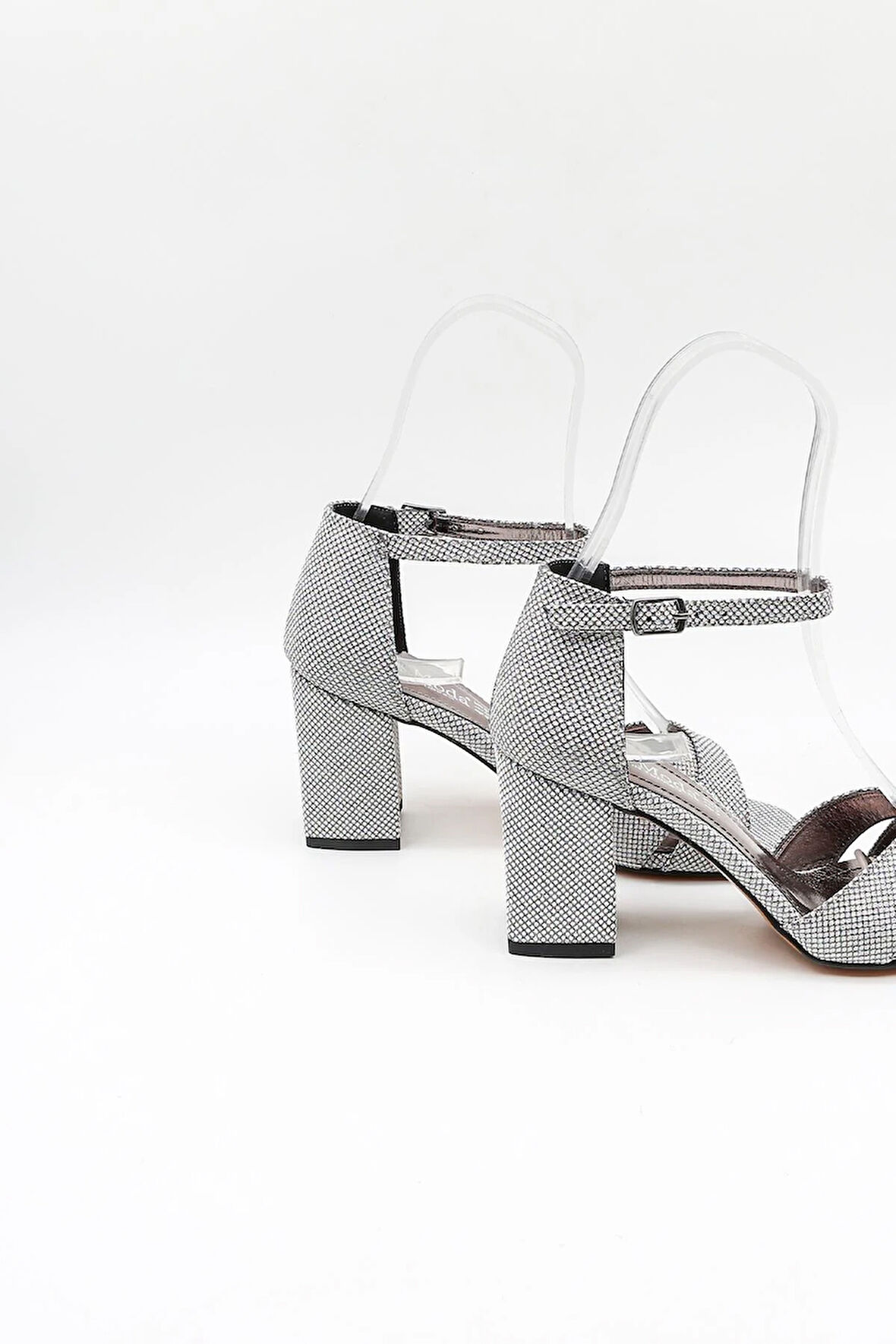 Park Moda Kadın Gümüş Cam Abiye Ayakkabı PM08 Gümüş