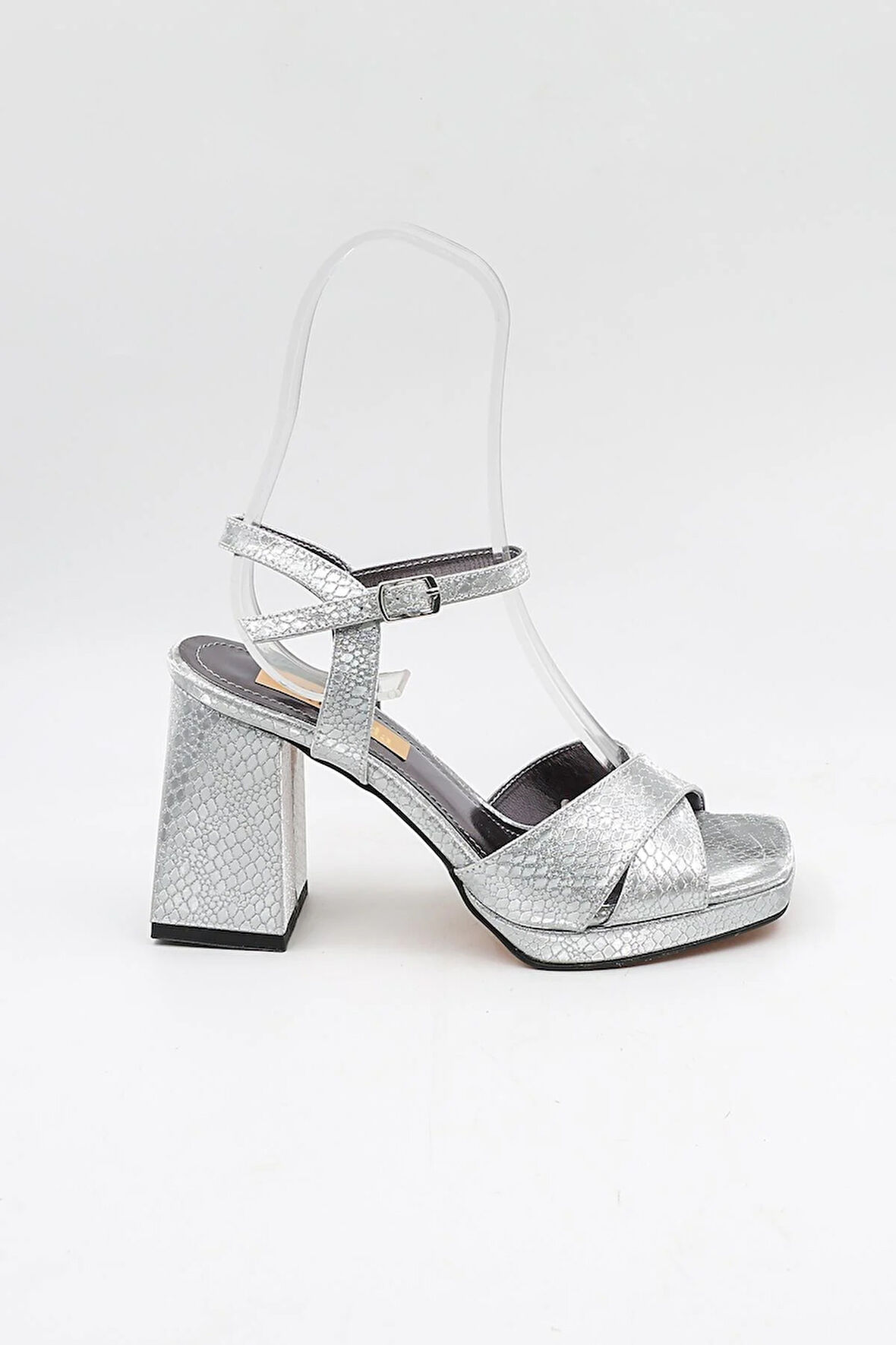 Park Moda Kadın Çapraza Çapraz Abiye Ayakkabı PM08 Gümüş