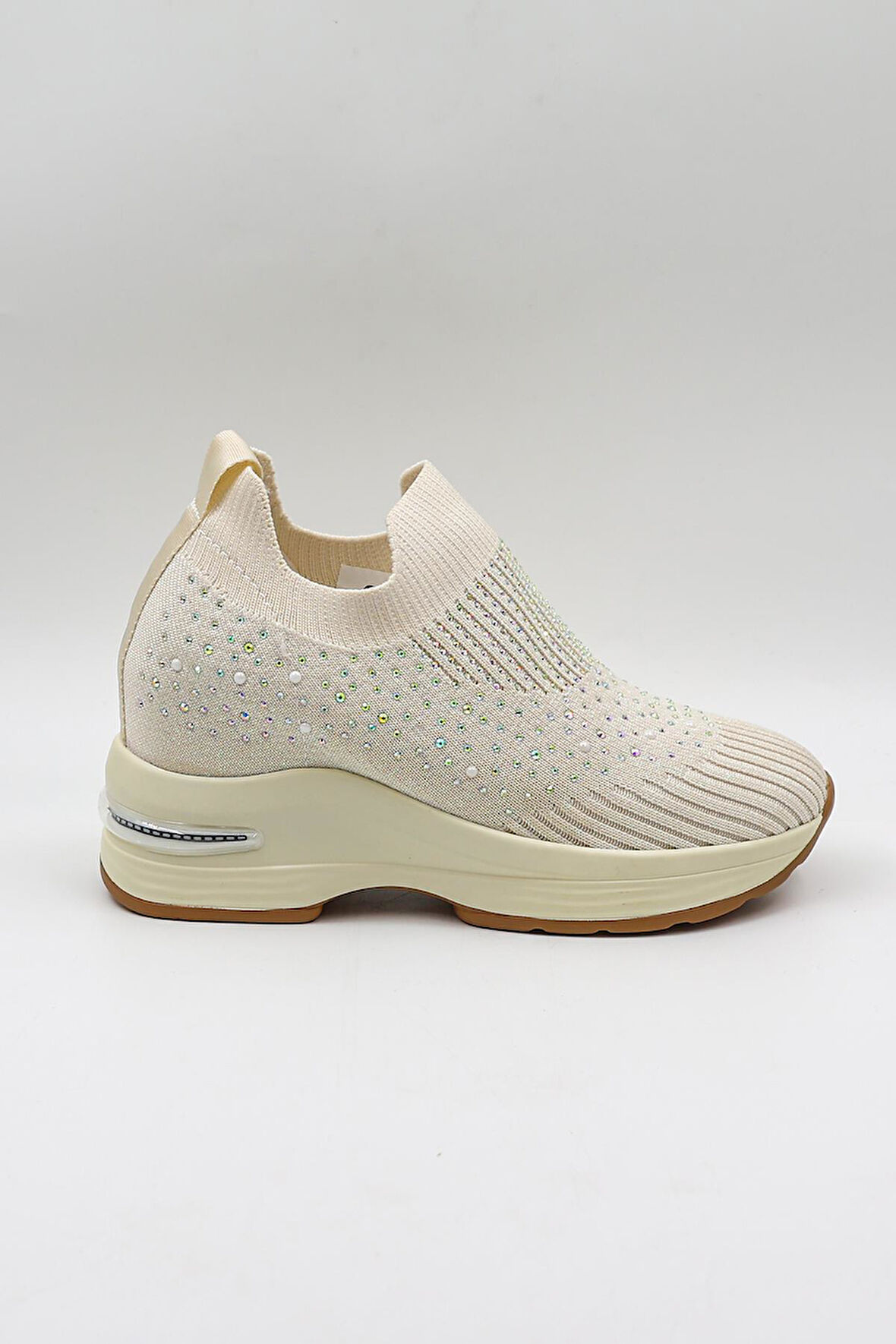 Kriste Bell Taş Detaylı Sneaker Kadın Spor Ayakkabı KB008 Bej