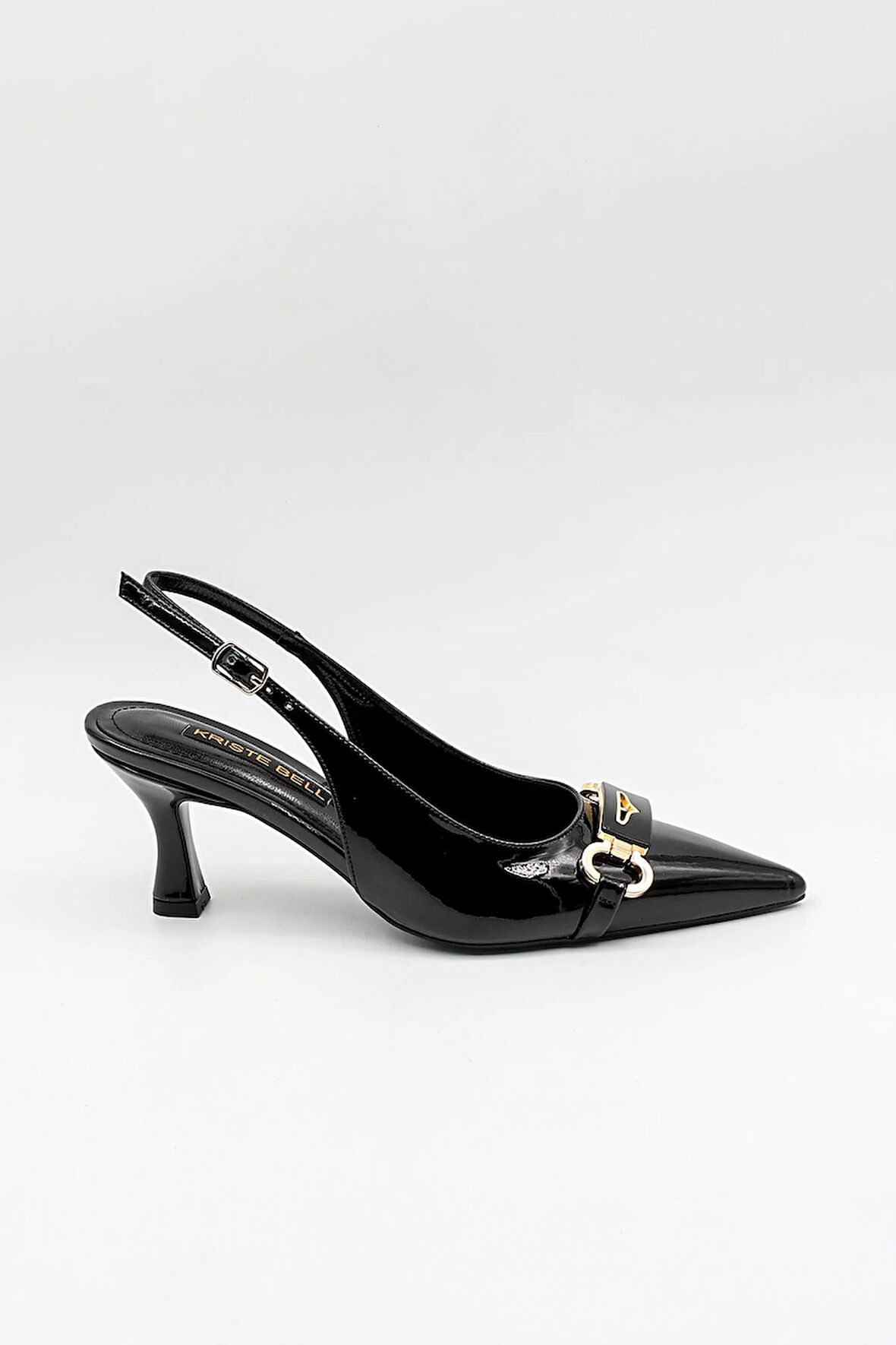 Kriste Bell Kadın Taş Detaylı Klasik Topuklu Ayakkabı KB20812081 Siyah Rugan