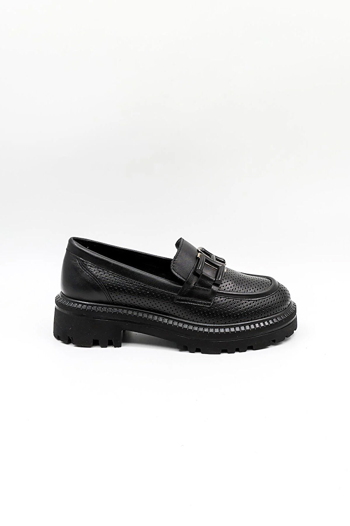 Venüs Kadın Hakiki Deri Toka Detaylı Loafer Günlük Ayakkabı VN11530Y Siyah