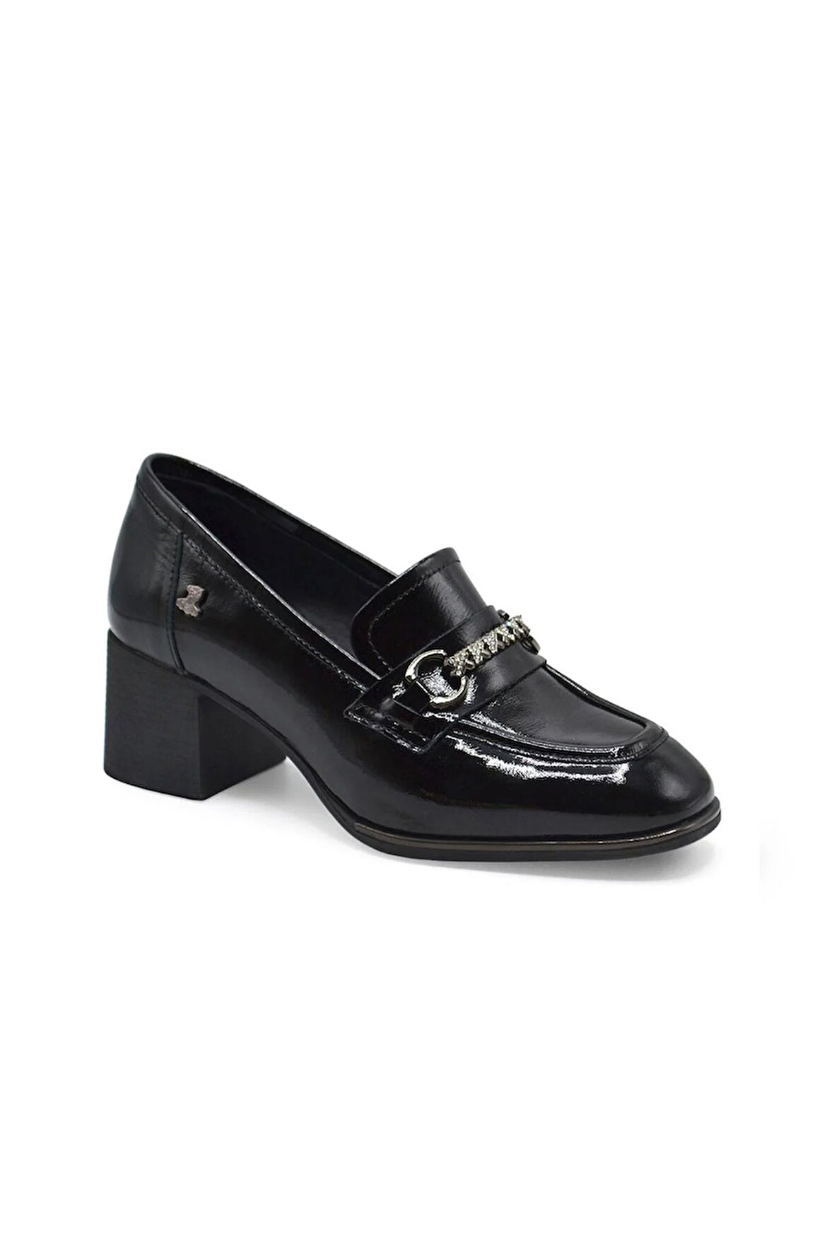 Venüs Kadın Hakiki Deri Günlük Topuklu Ayakkabı VN12701Y Siyah Rugan