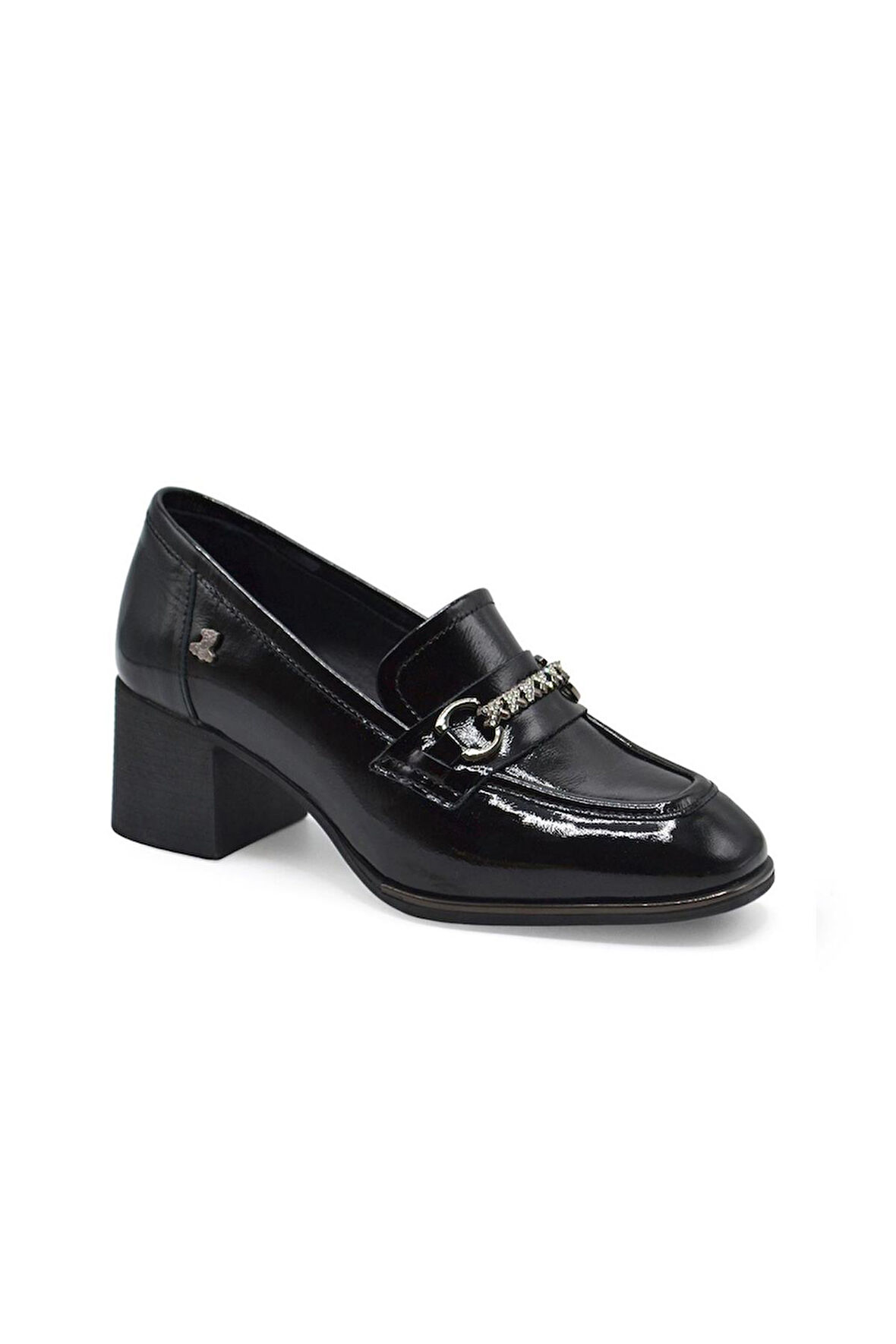 Venüs Kadın Hakiki Deri Günlük Topuklu Ayakkabı VN12701Y Siyah Rugan