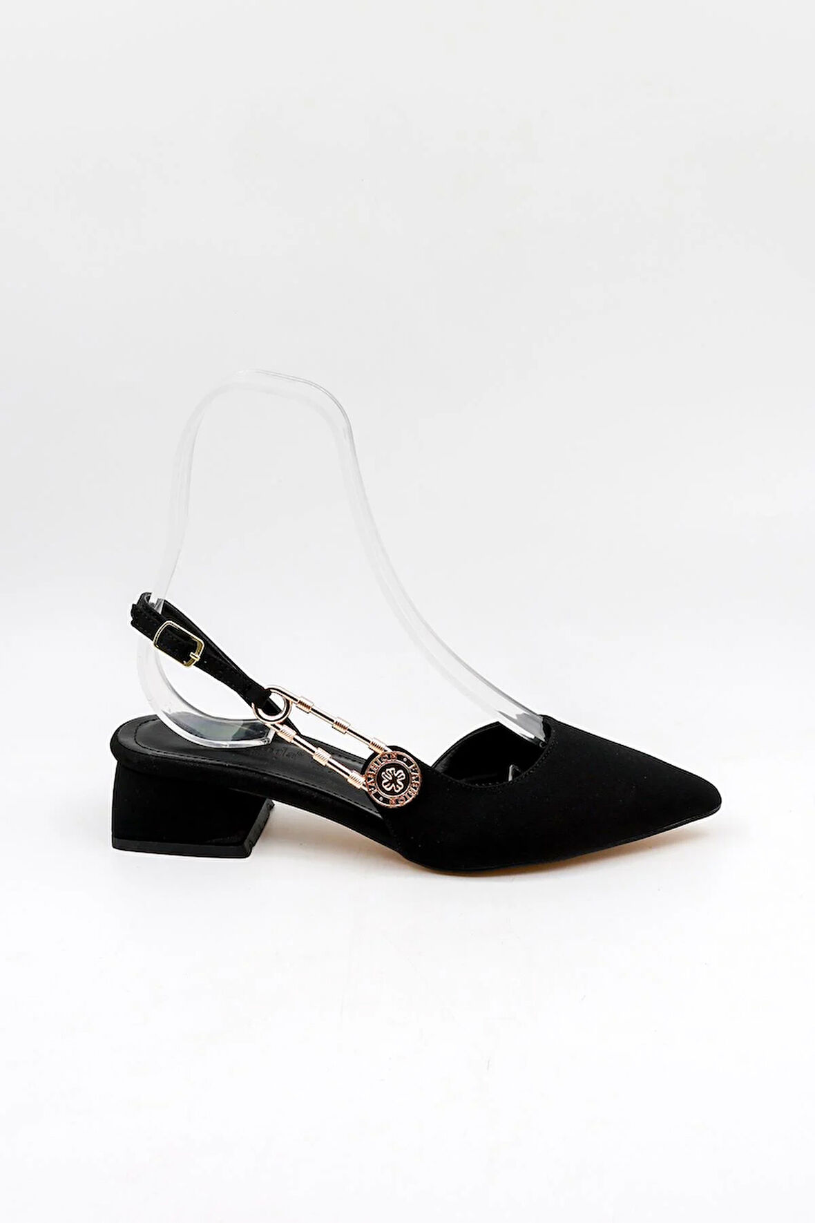 Park Moda Kısa Kalın Topuklu Kadın Ayakkabı PM483 Siyah Nubuk