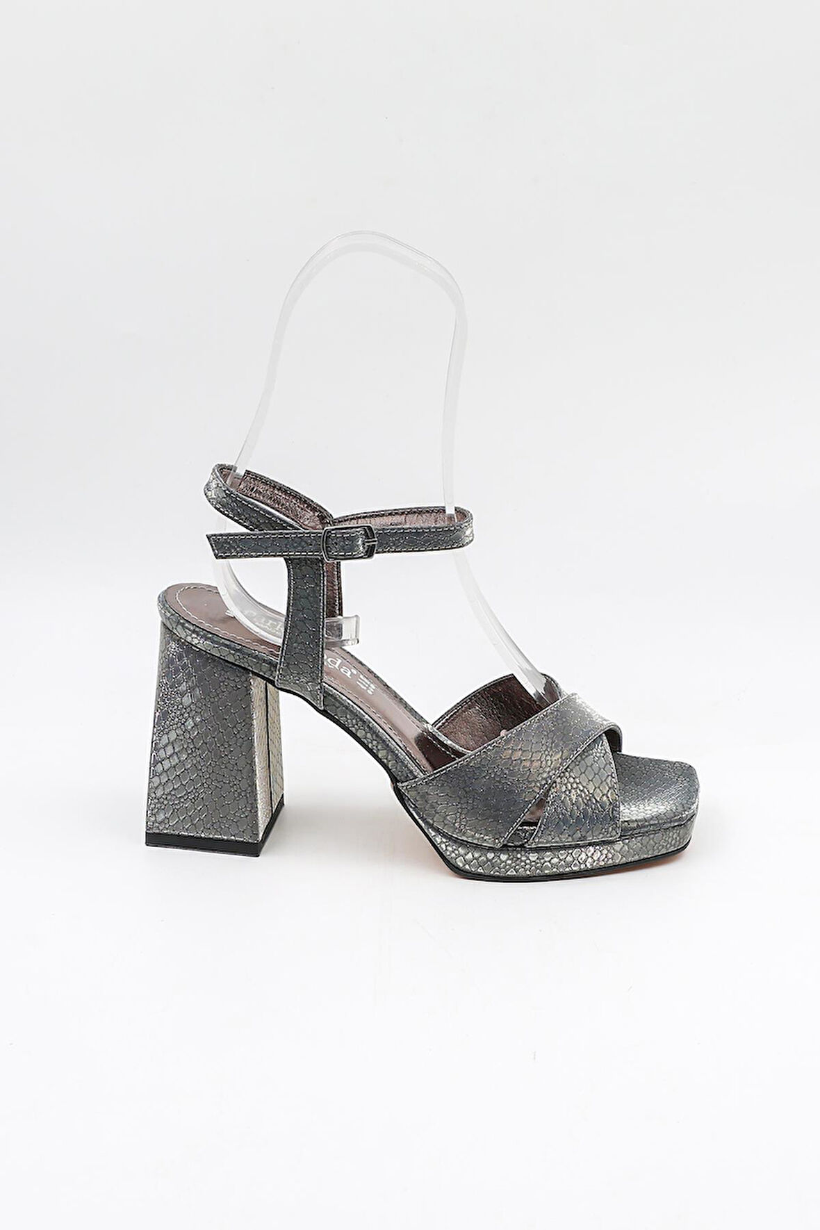 Park Moda Kadın Çapraza Çapraz Abiye Ayakkabı PM08 Platin