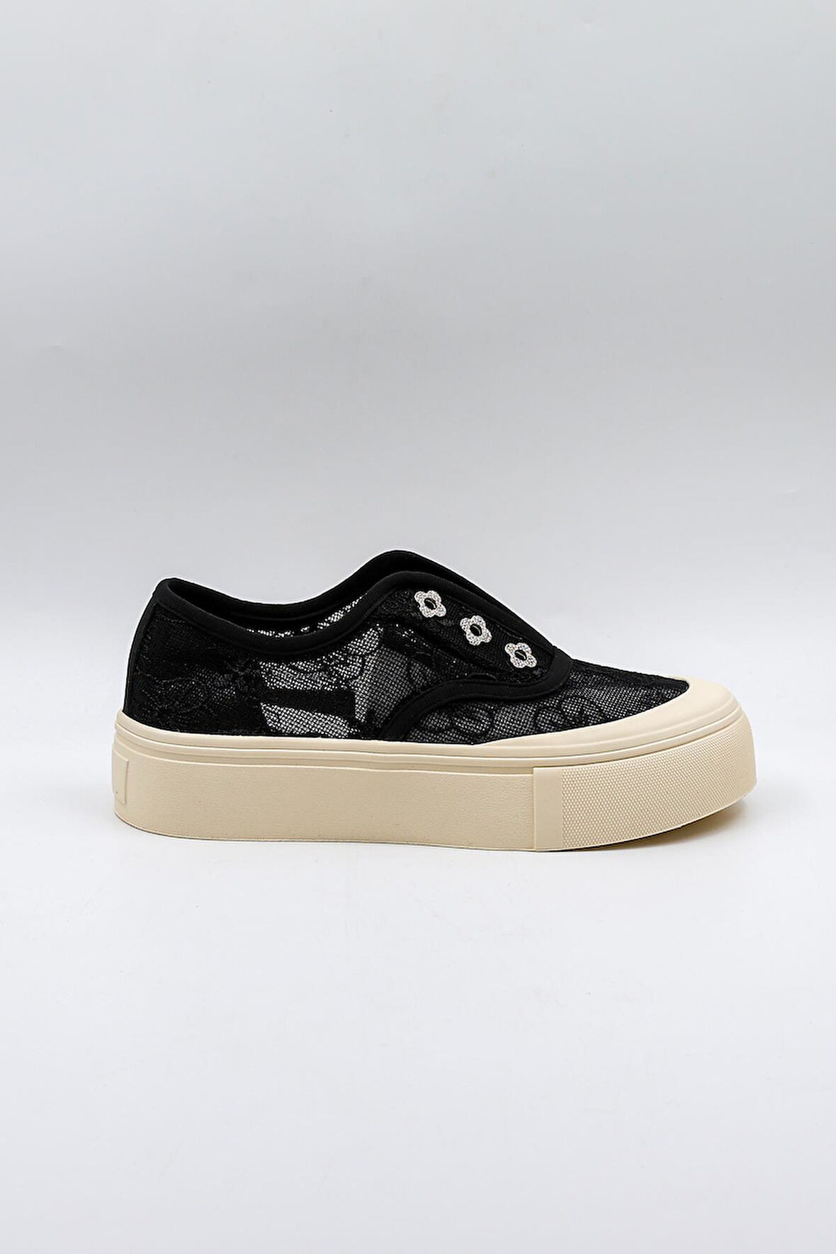 Kriste Bell Dantel Detaylı İthal Kadın Sneakers Spor Ayakkabı KB0523 Siyah