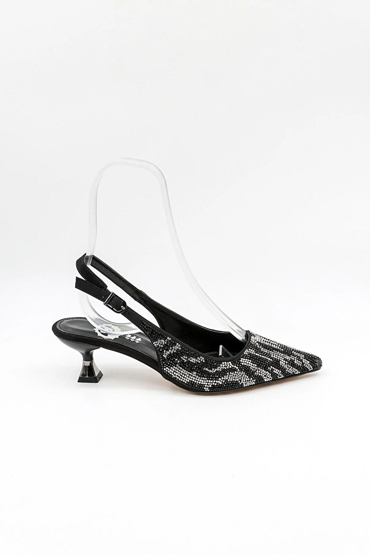 Park Moda Kısa Topuklu Taşlı Kadın Ayakkabı PM221 Platin