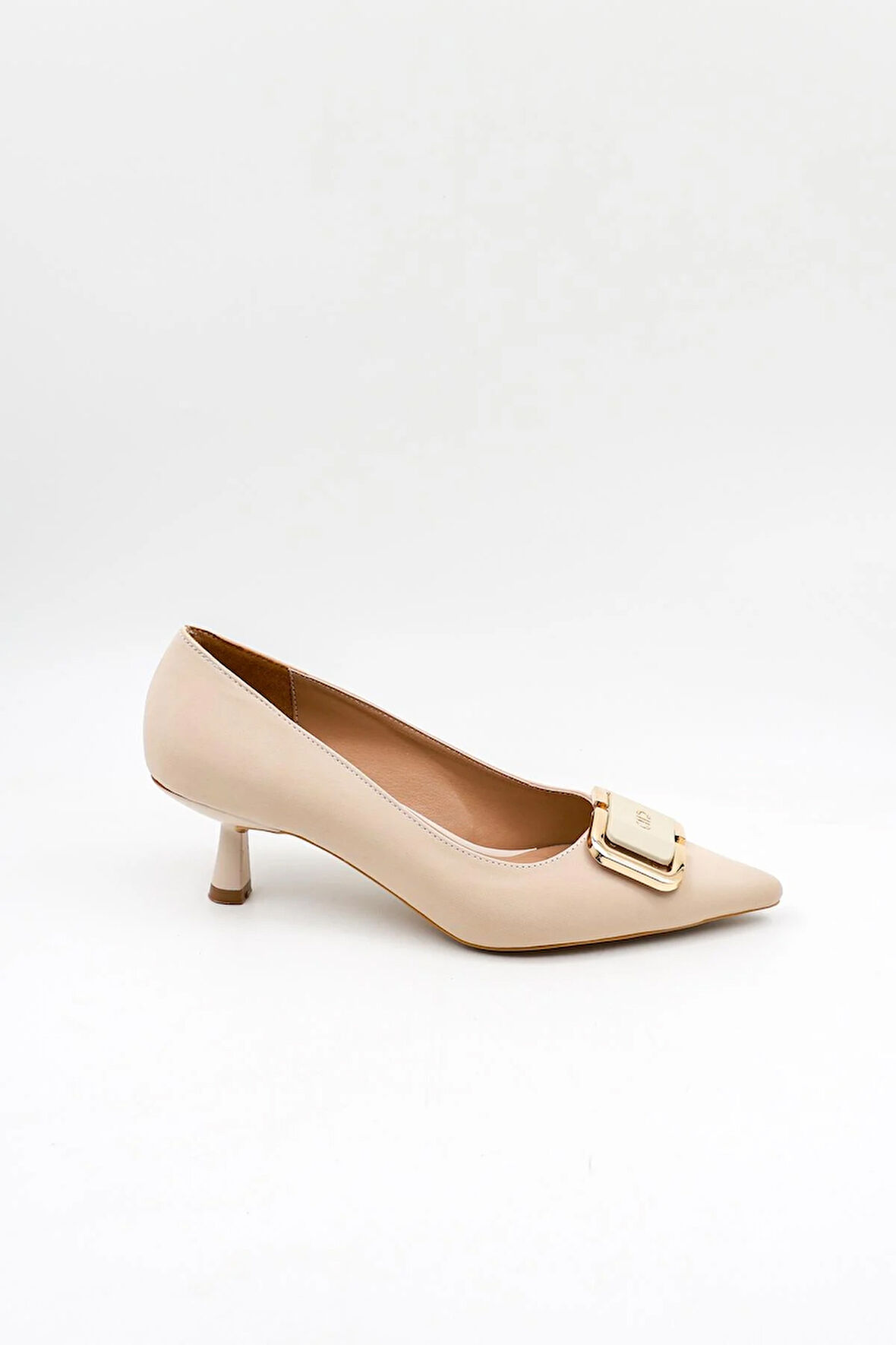 Park Moda Tokalı Stiletto Kadın Ayakkabı PM439 Bej Nubuk