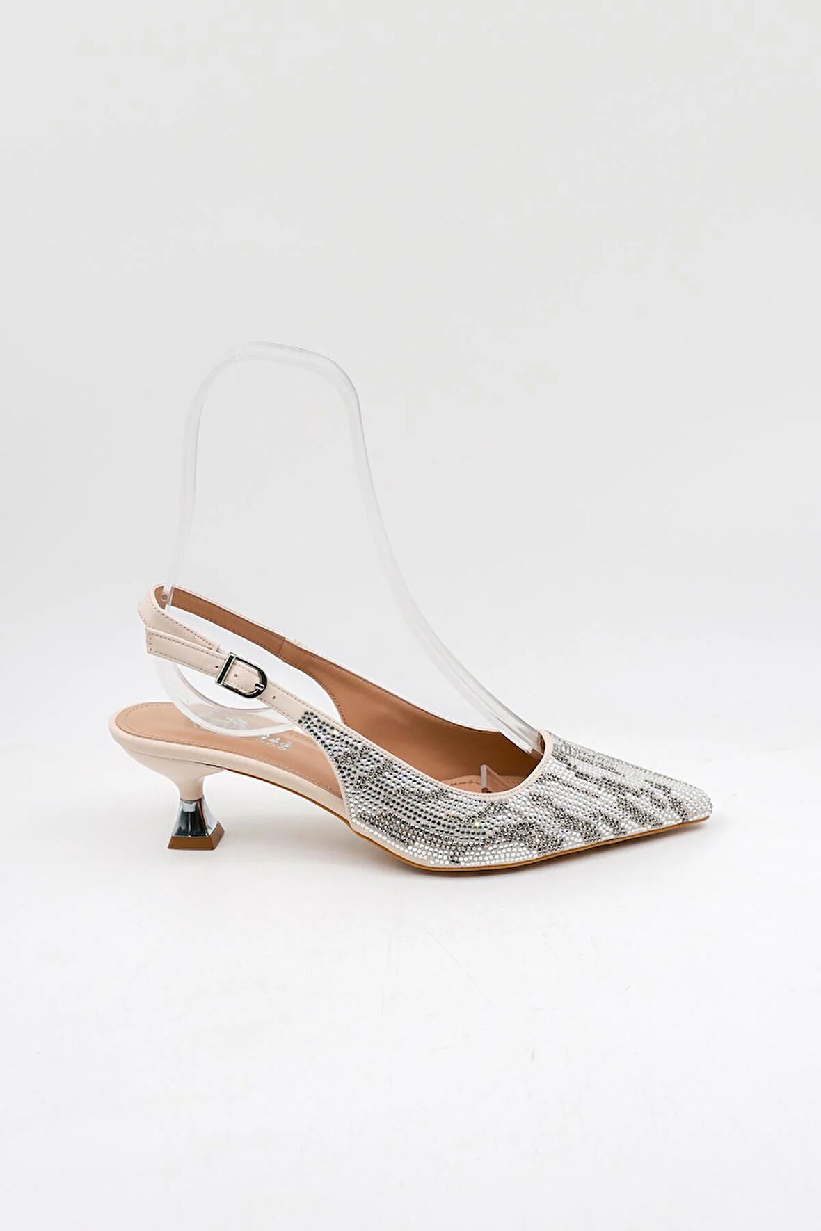 Park Moda Kısa Topuklu Taşlı Kadın Ayakkabı PM221 Ten