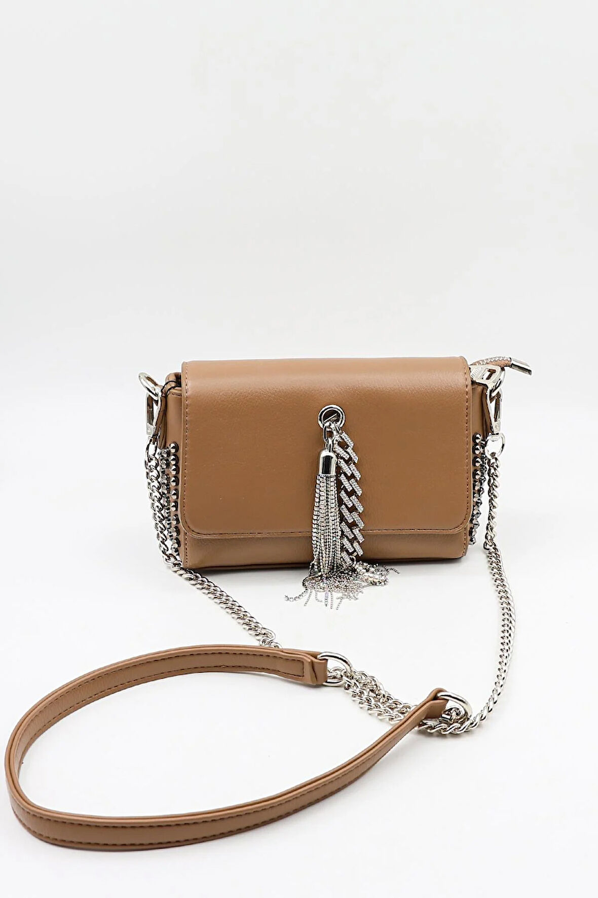 Kriste Bell Marka İthal Zımba ve Taş Detaylı Günlük Şık Kadın Çanta KB662 Taupe