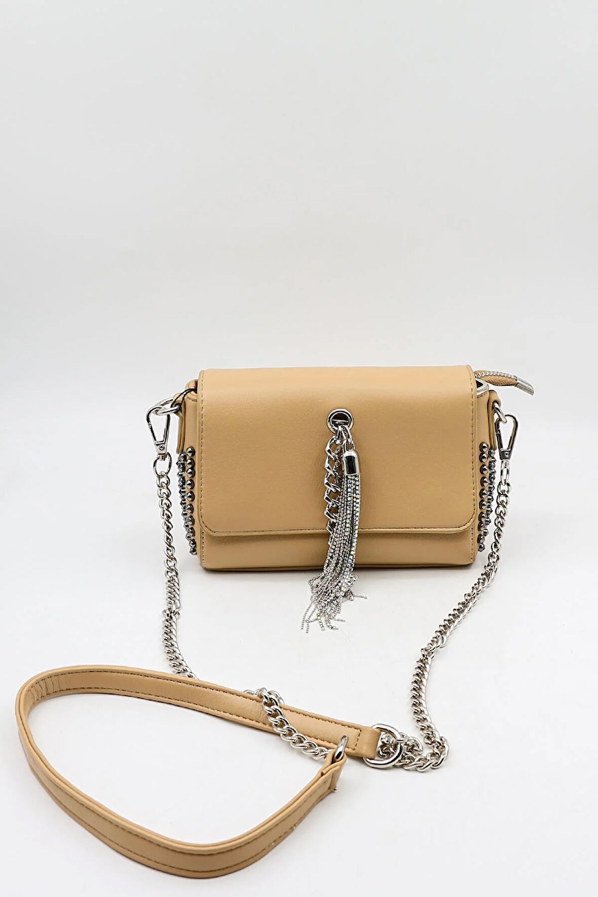 Kriste Bell Marka İthal Zımba ve Taş Detaylı Günlük Şık Kadın Çanta KB662 Ten