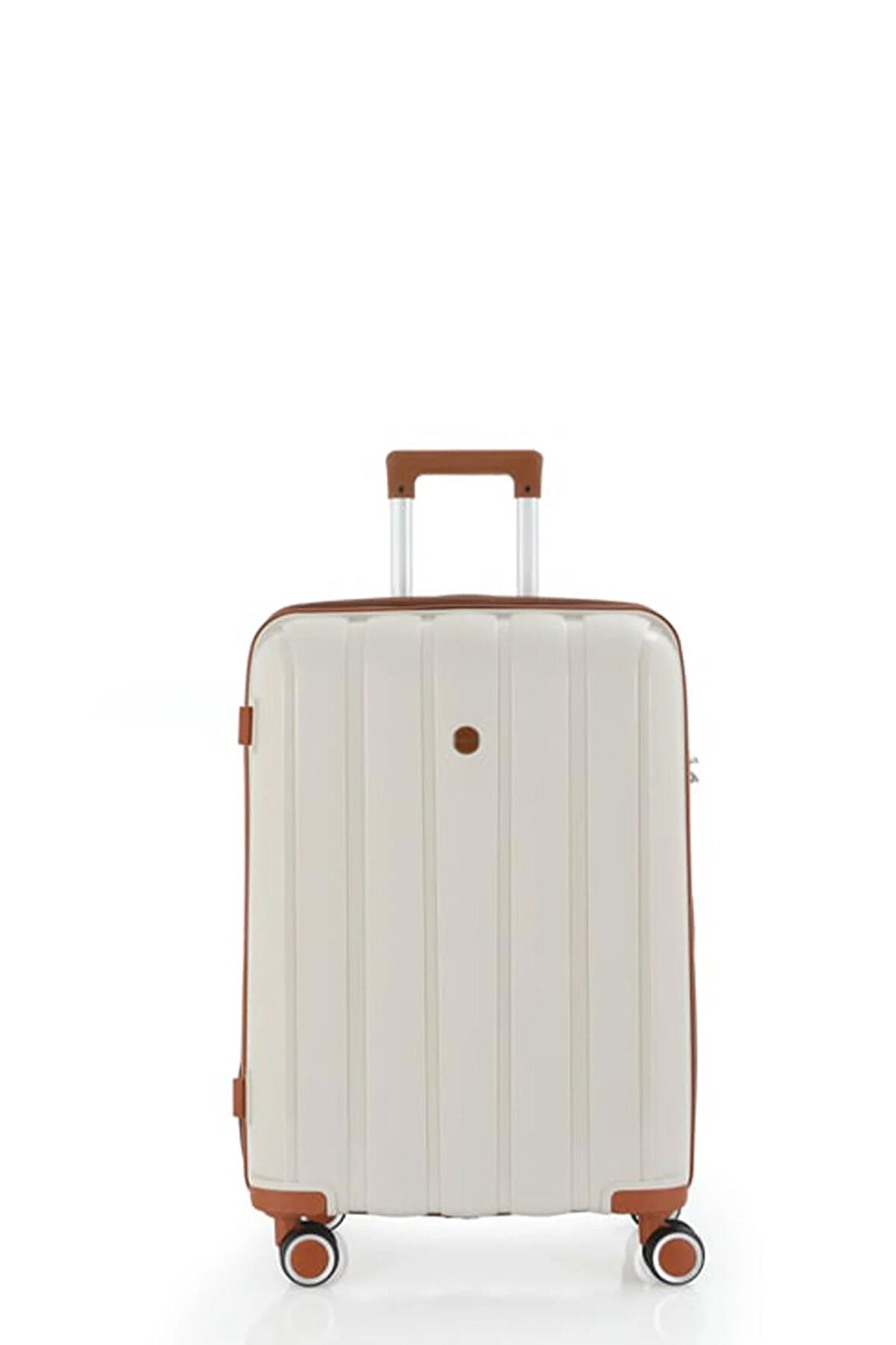 Mçs V305 Ultra Hafif Plastik Materyal Polipropilen Kabin Boy Valiz - Kemik Kahve
