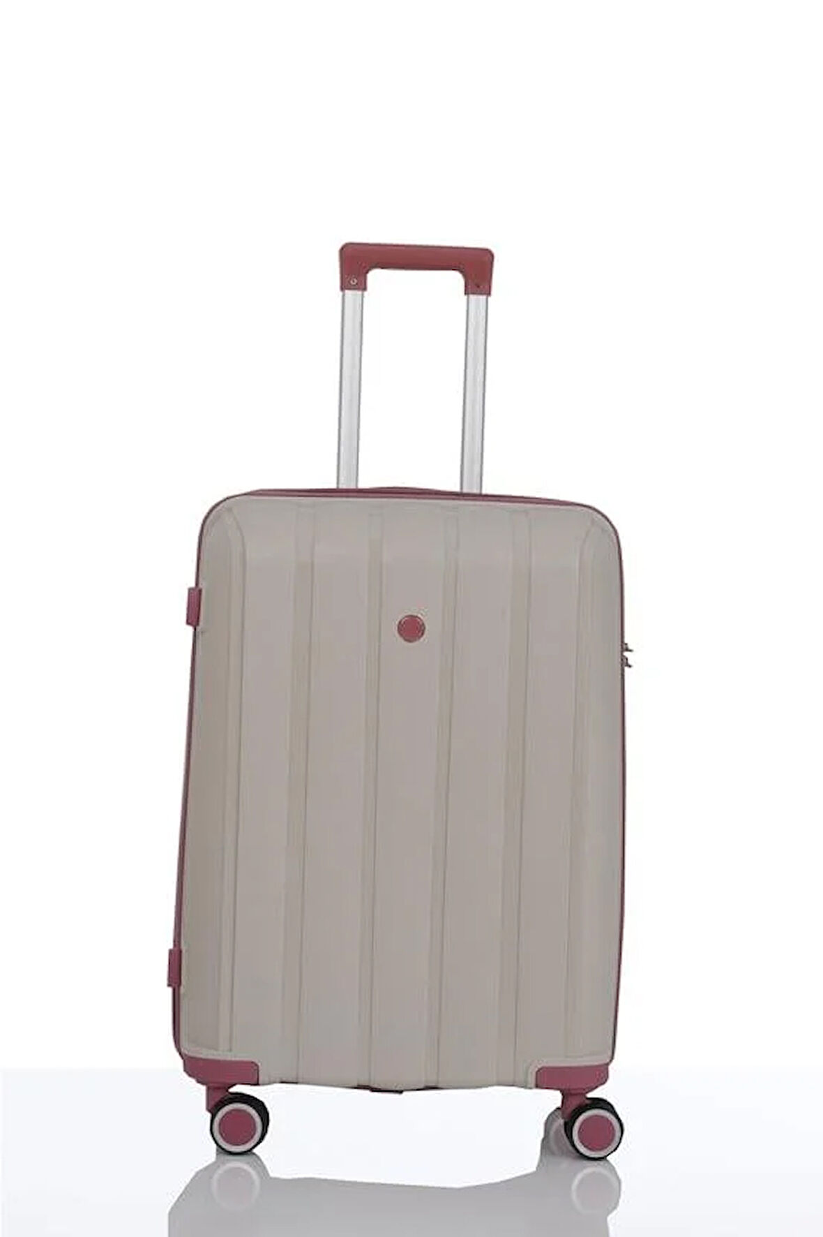 Mçs V305 Ultra Hafif Plastik Materyal Polipropilen Kabin Boy Valiz - Kemik Koyu Pudra