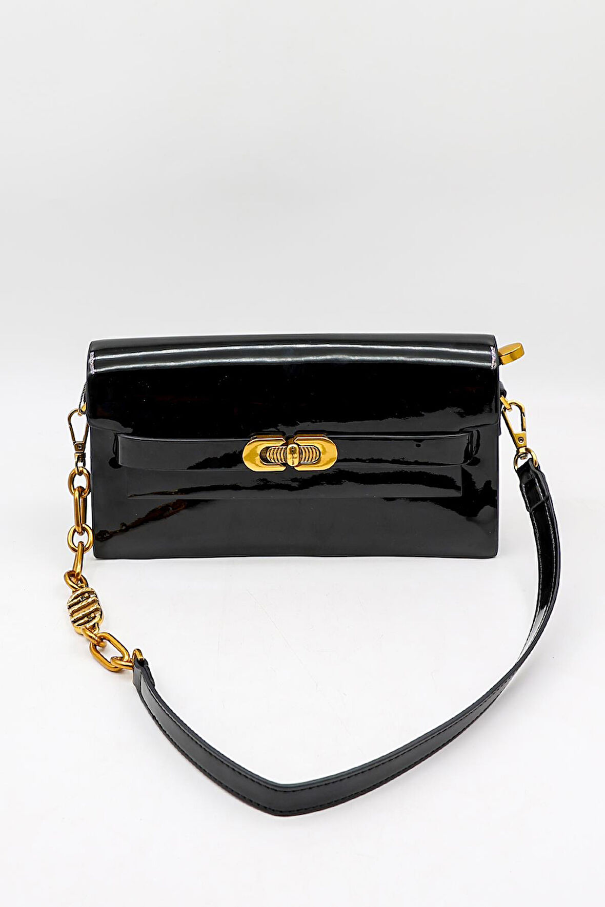 Kriste Bell İthal Kadın Baget ve Çapraz Çanta KB 26761 - Siyah Parlak