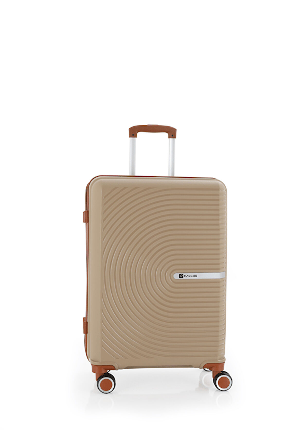 Mçs V374 Ultra Hafif Plastik Materyal Polipropilen Büyük Boy Valiz - Şampanya Kahve